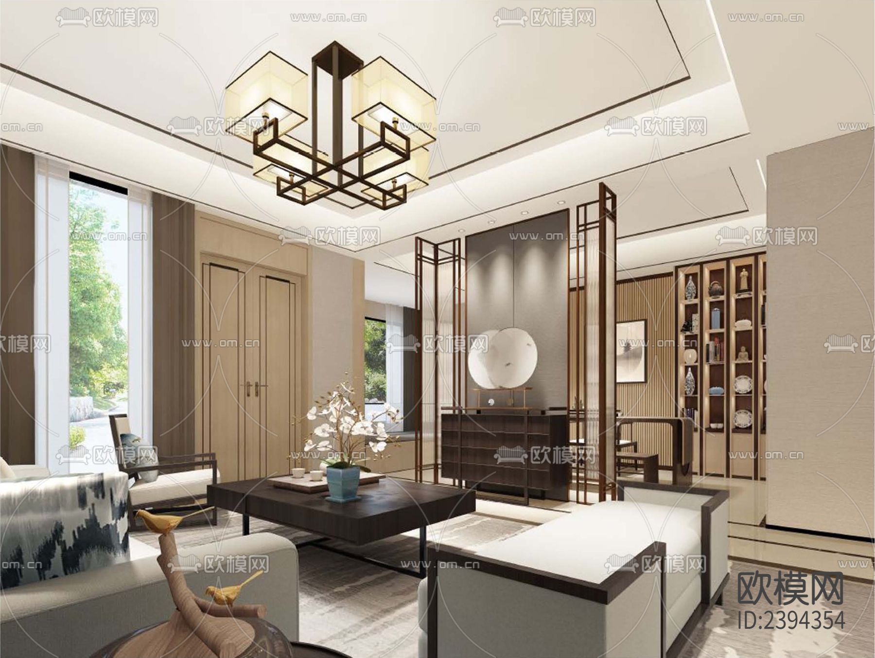 别墅样板间cad施工图下载（渲染图1）