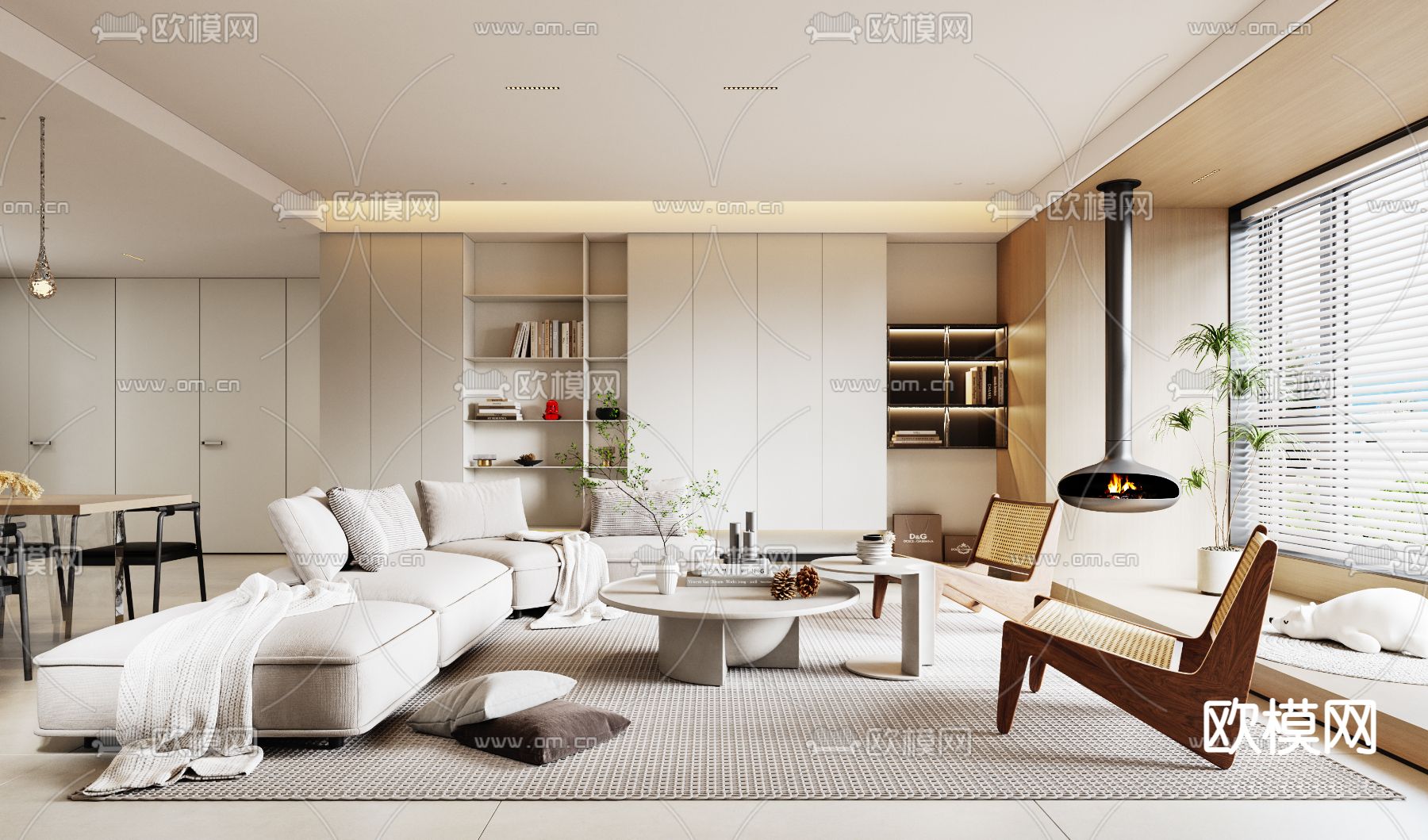 现代客厅su模型下载（渲染图1）