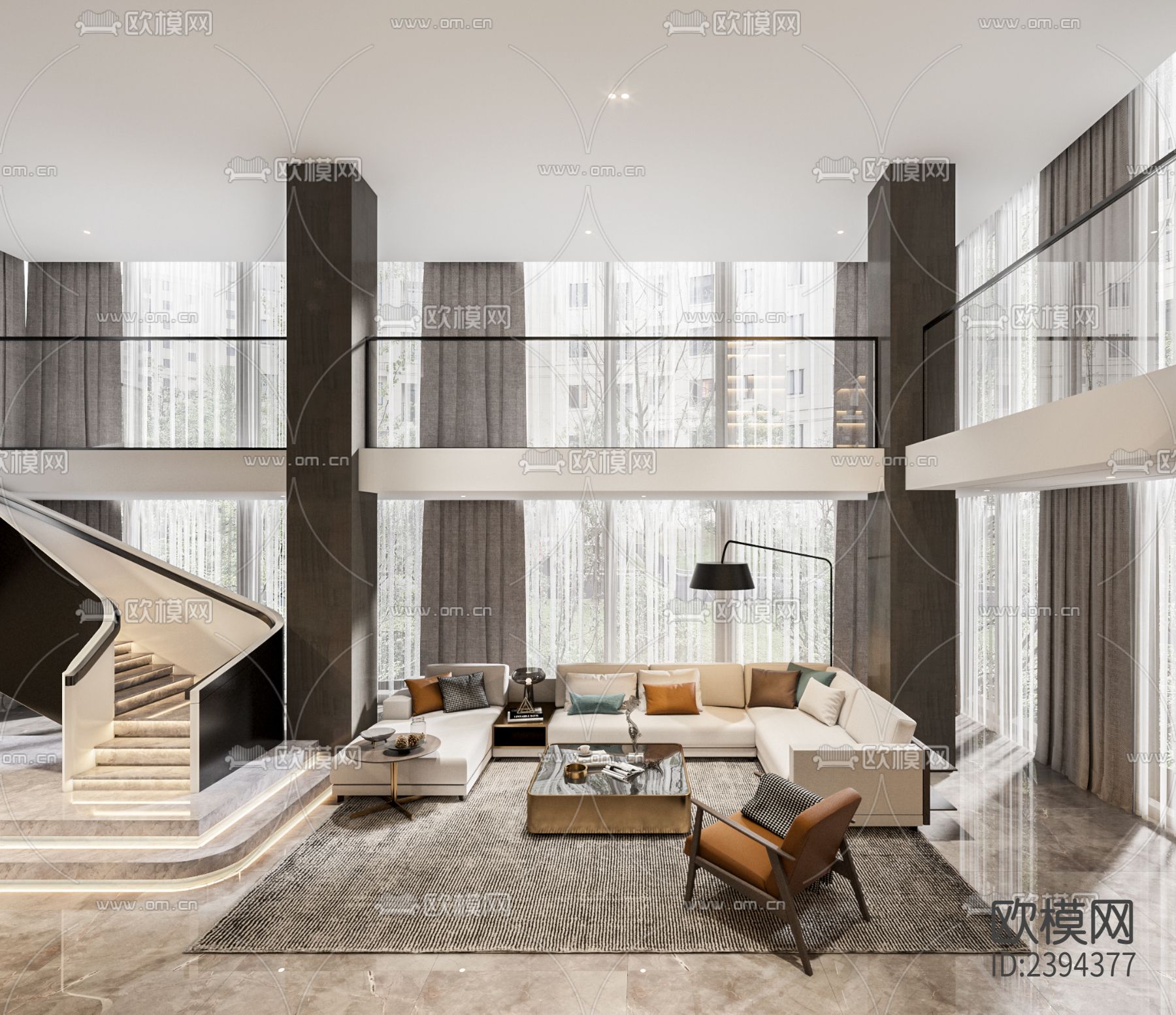 别墅样板间cad施工图下载（渲染图4）