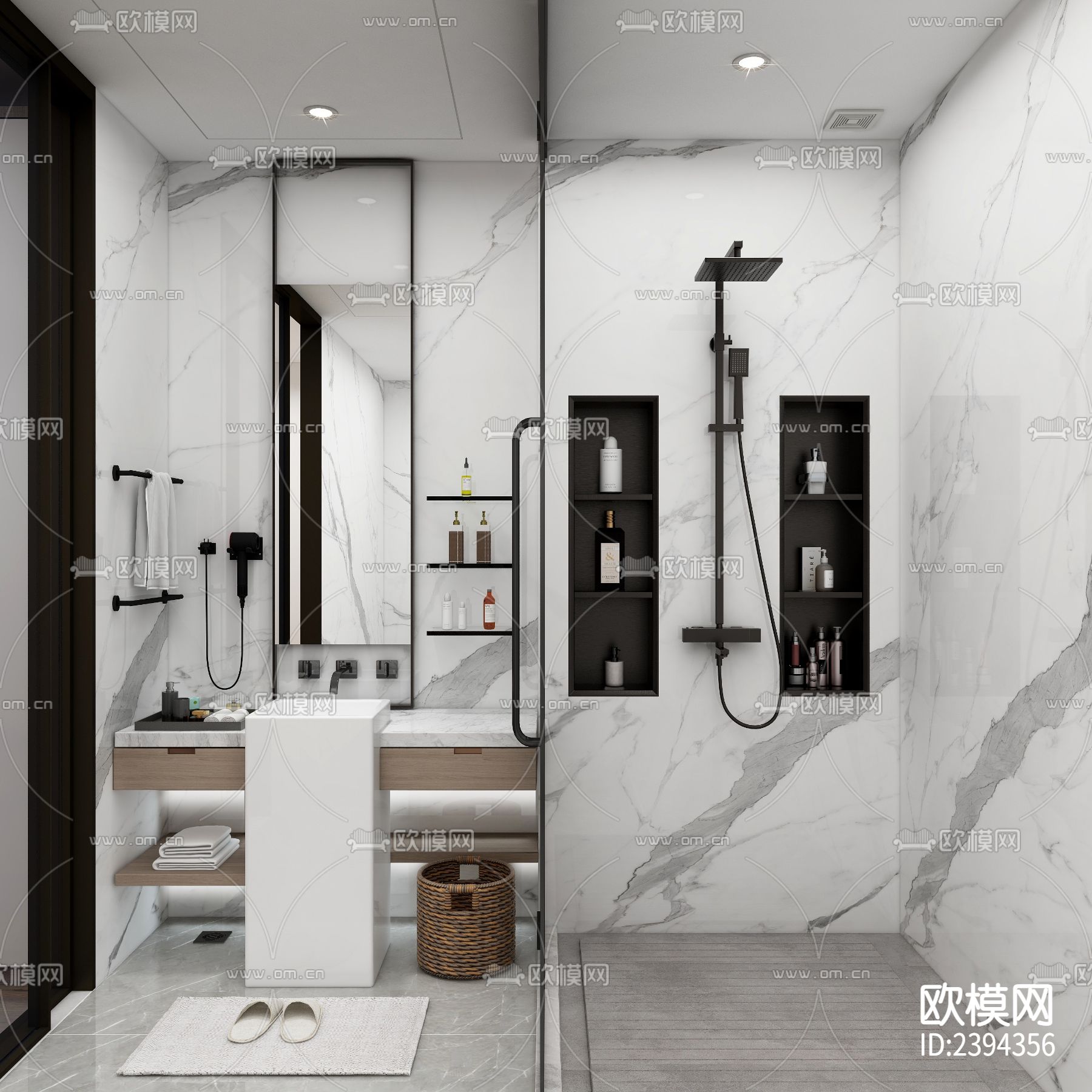 别墅样板间cad施工图下载（渲染图4）