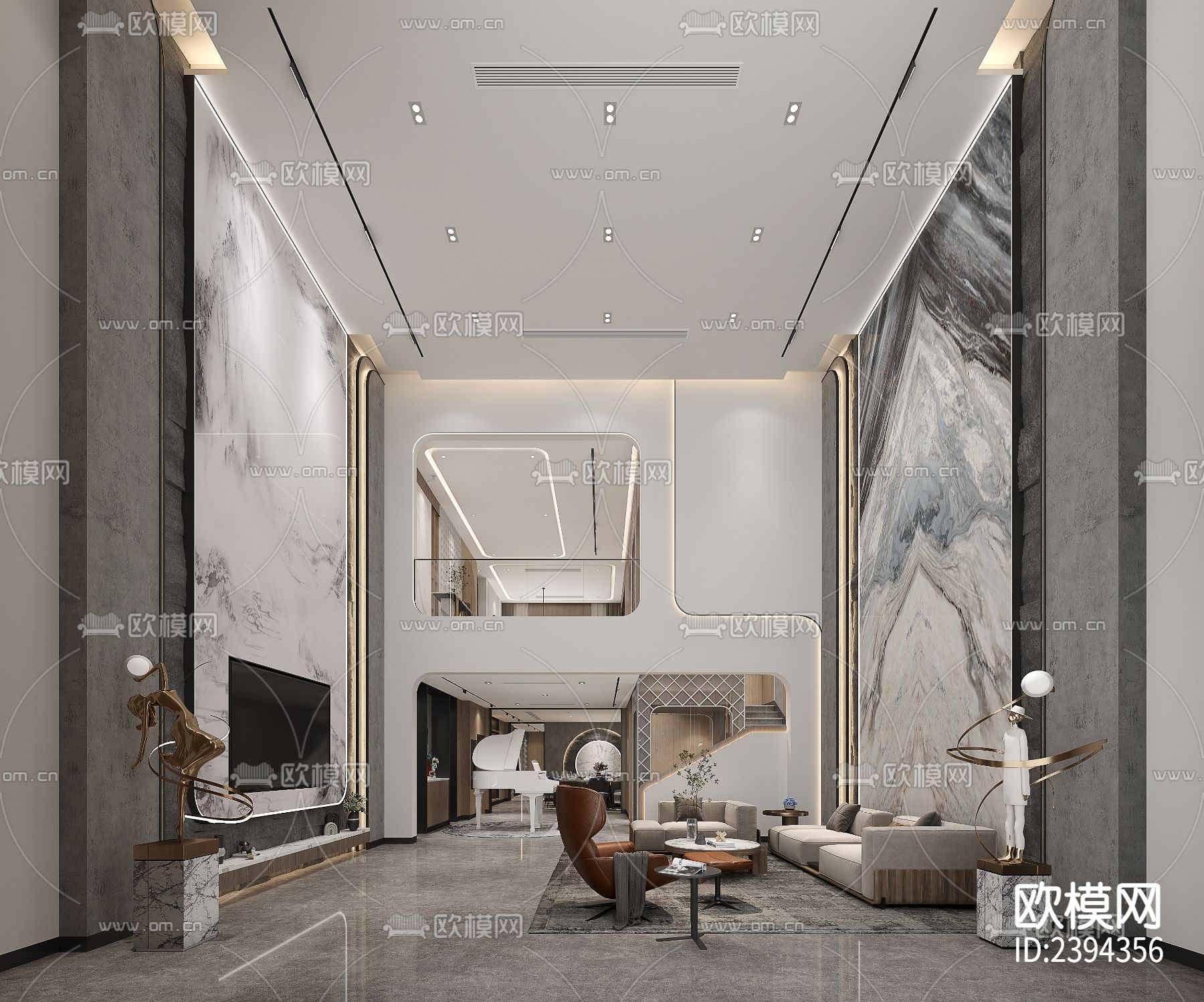 别墅样板间cad施工图下载（渲染图6）