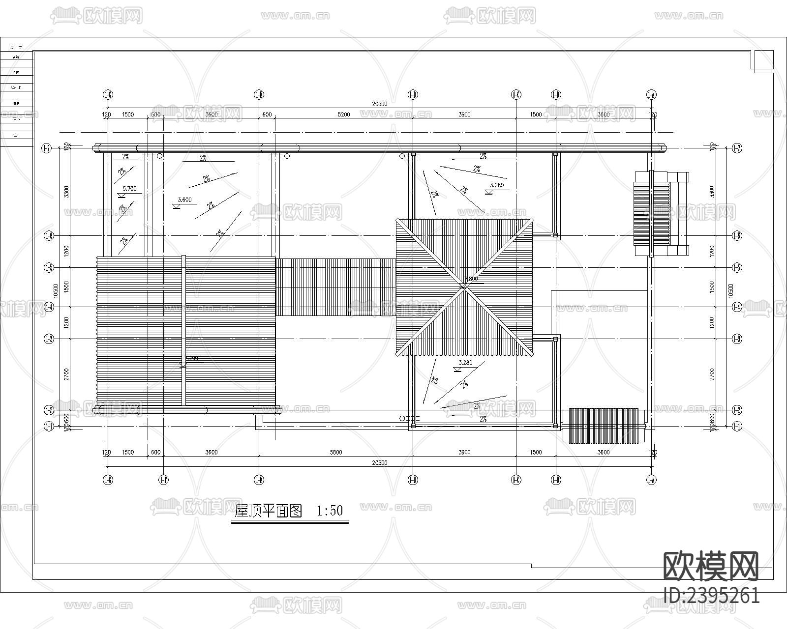 小型2层四合院建筑设计cad施工图下载（渲染图3）