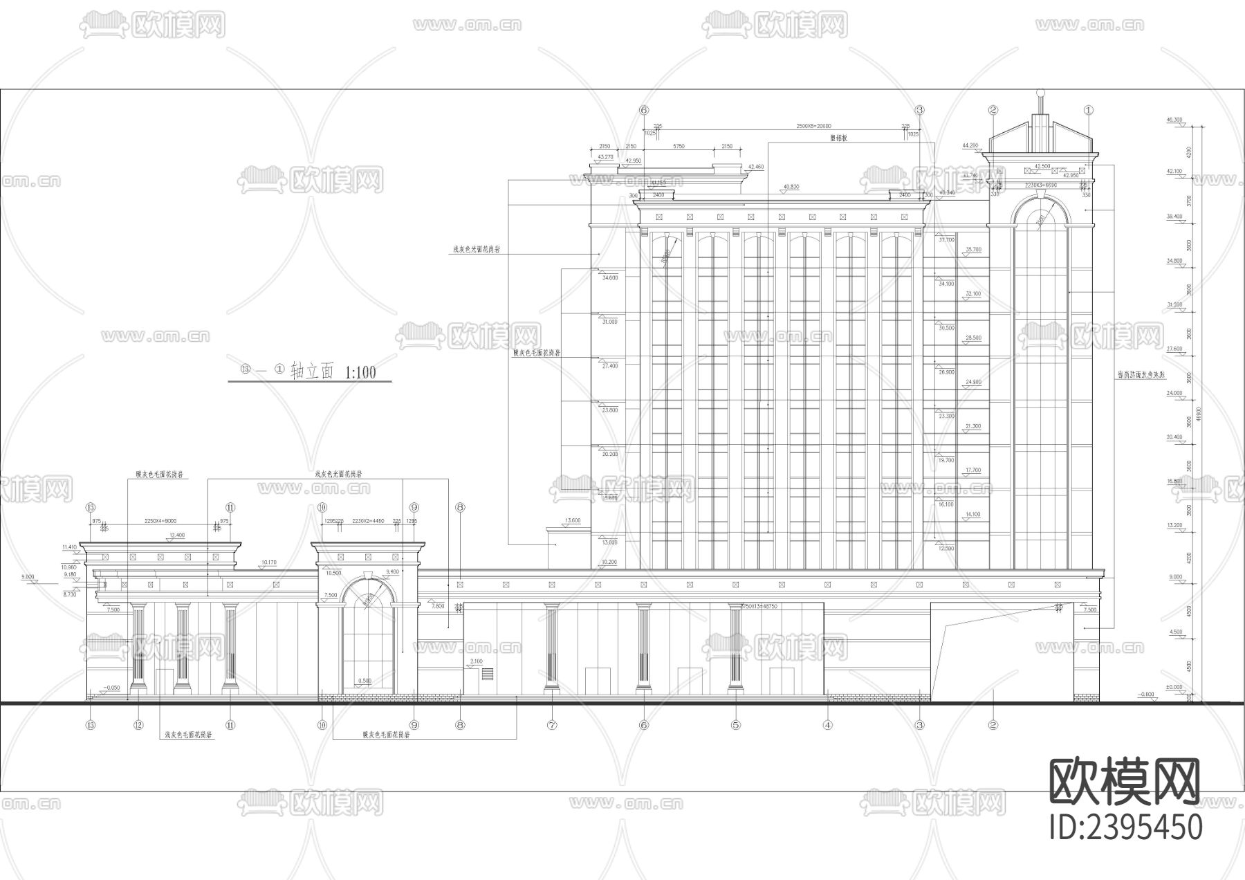 高层银行办公楼建筑设计cad施工图下载（渲染图8）