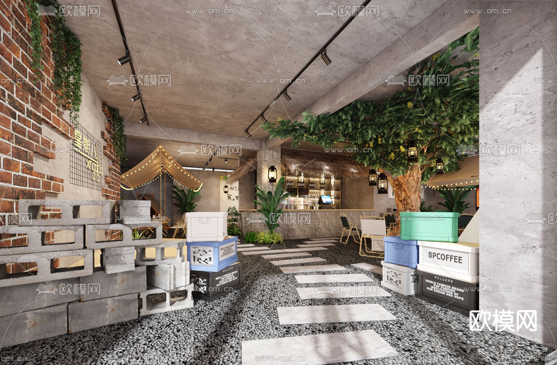 自然风咖啡厅3d模型下载（渲染图3）