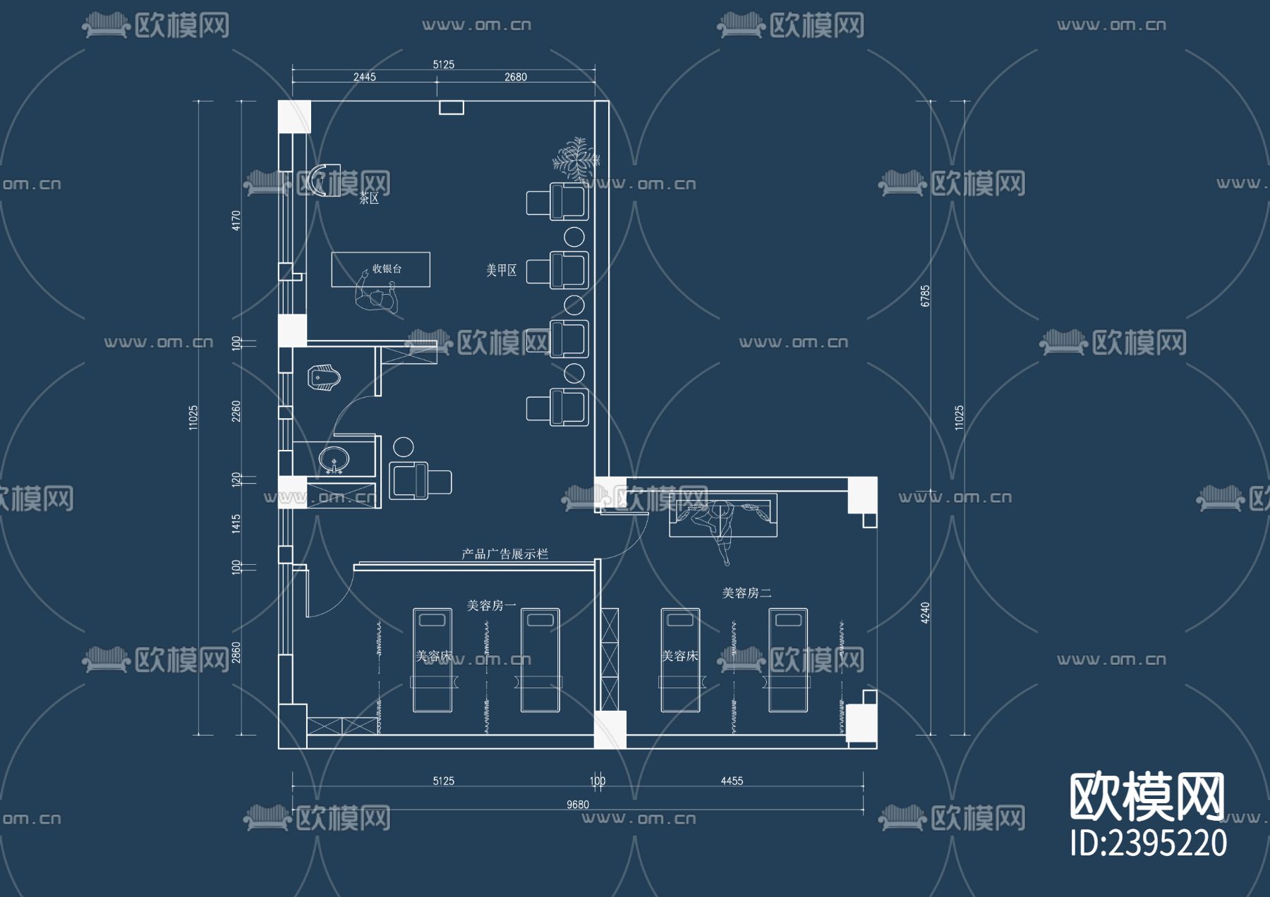 中医养生按摩馆平面设计cad施工图下载