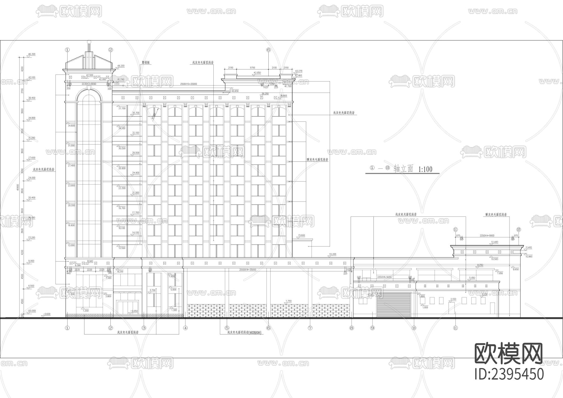 高层银行办公楼建筑设计cad施工图下载（渲染图7）