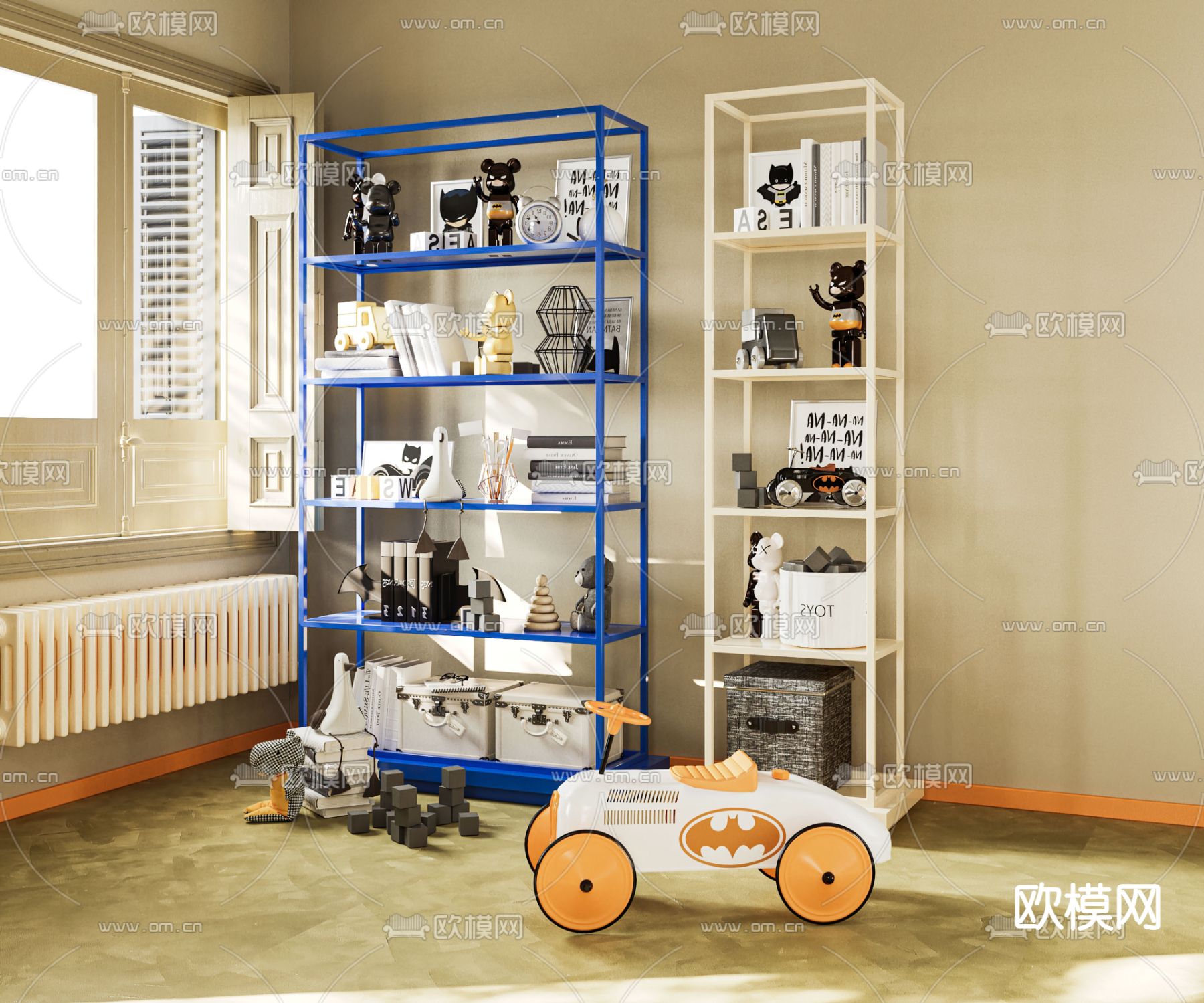 现代装饰架 书架3d模型下载