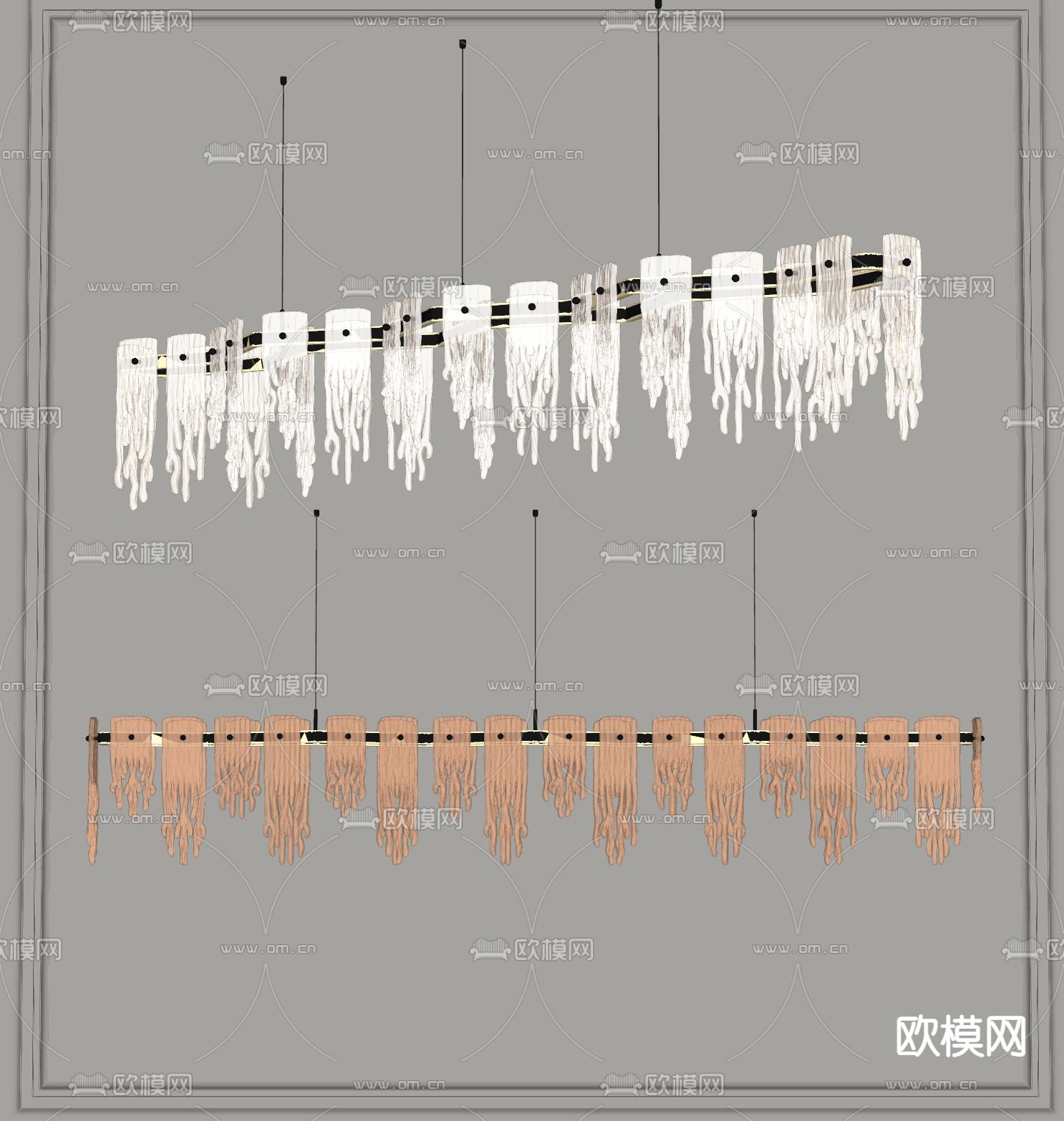 轻奢风水晶吊灯su模型下载（渲染图2）