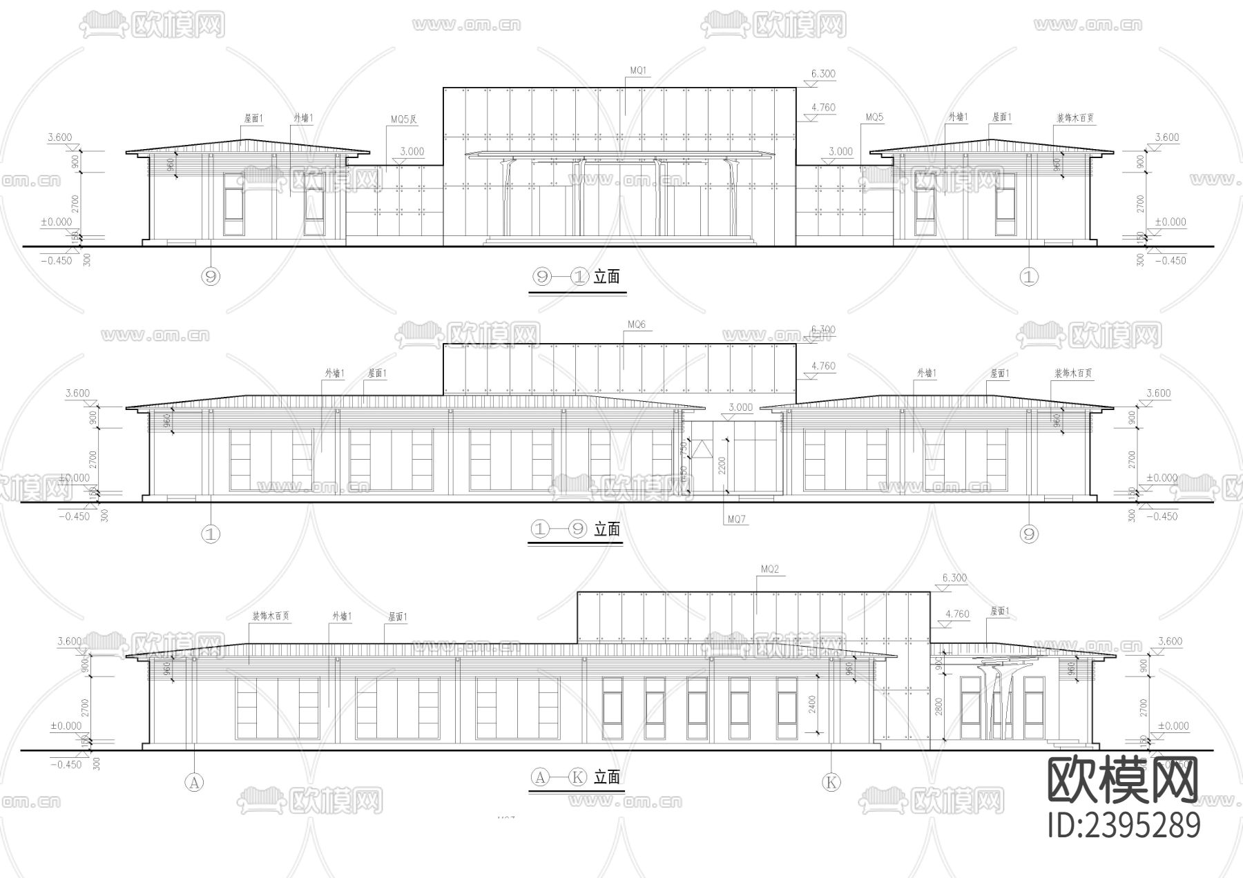 售楼处建筑设计cad施工图下载（渲染图2）