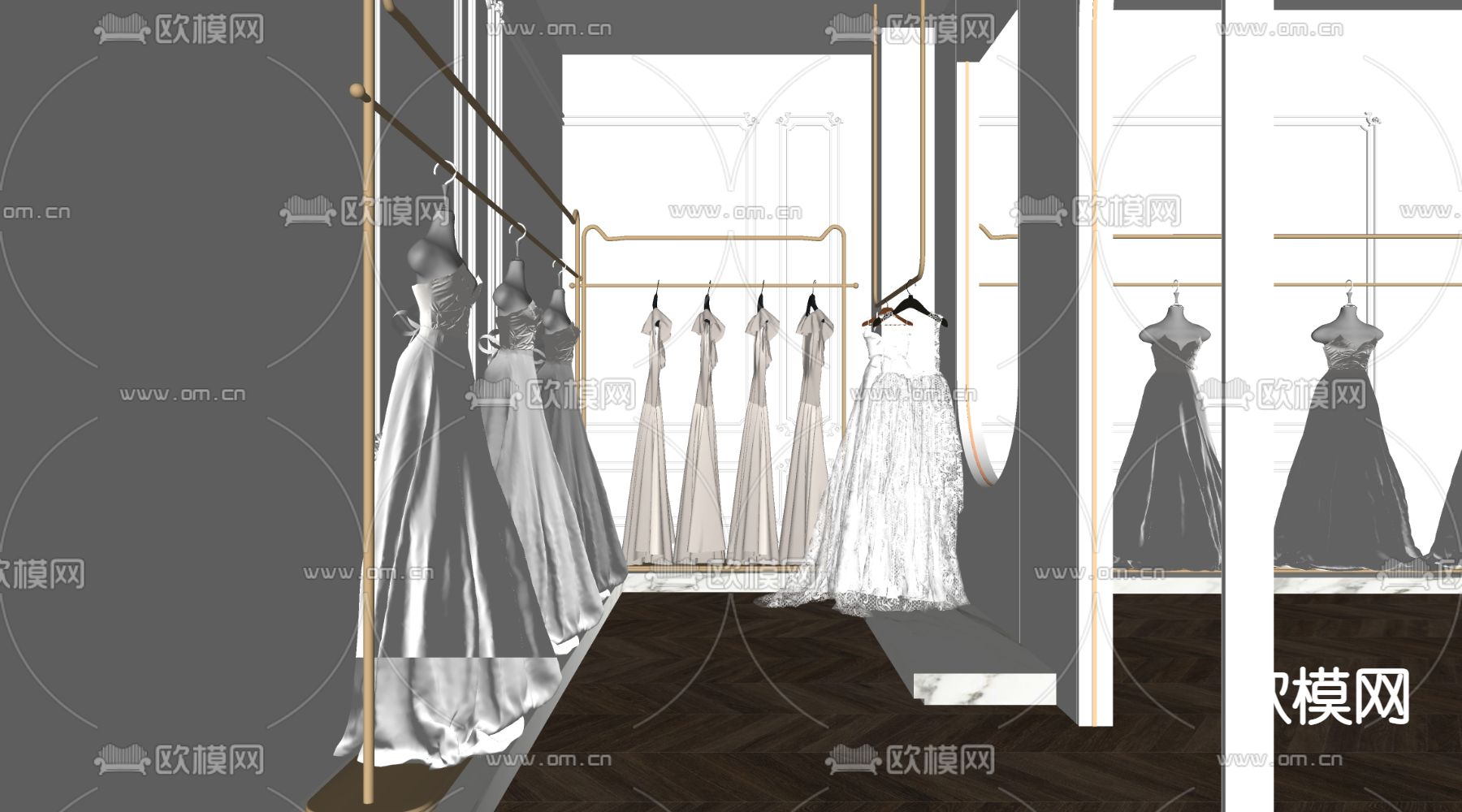 现代婚纱店su模型下载（渲染图2）