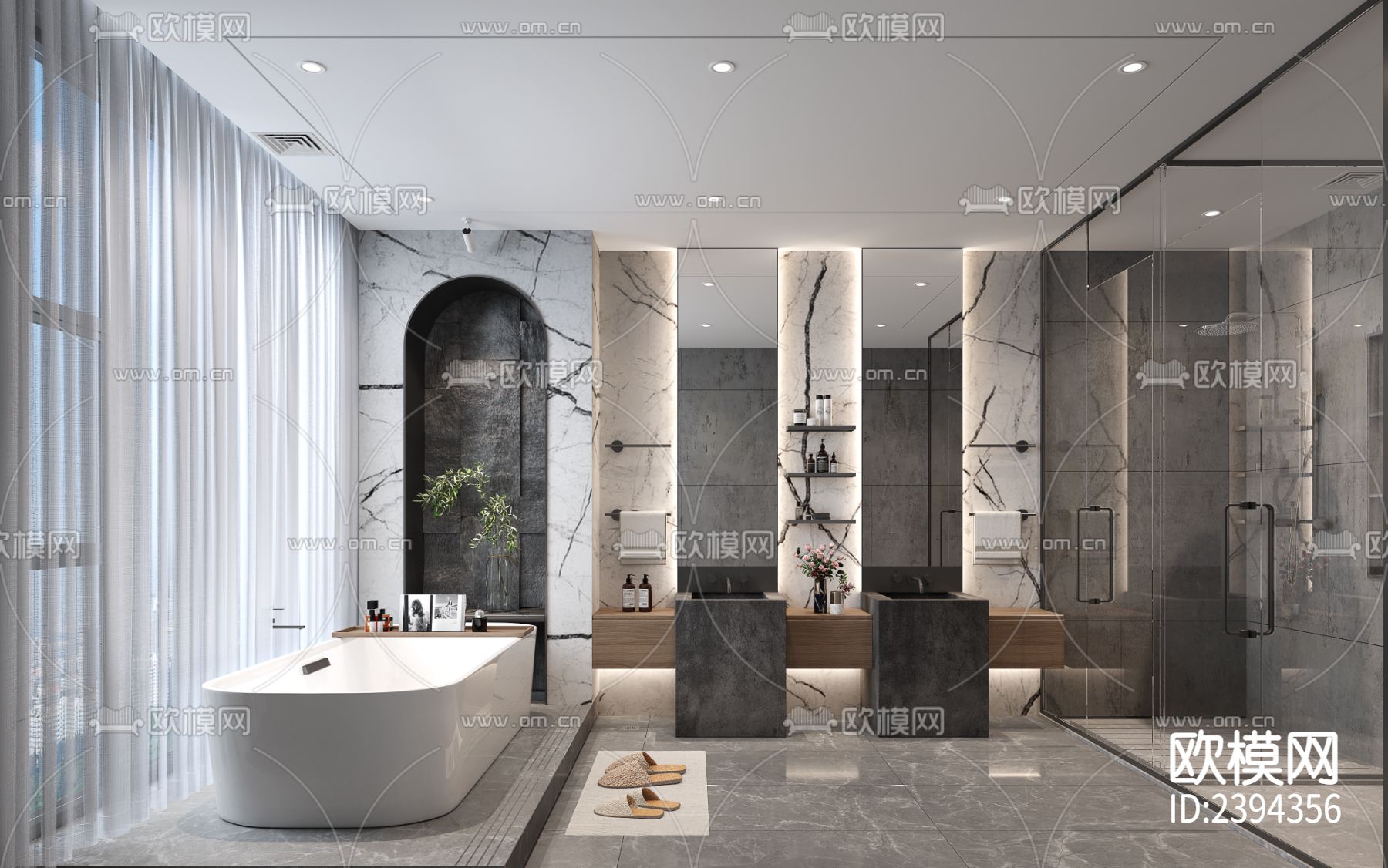 别墅样板间cad施工图下载（渲染图3）