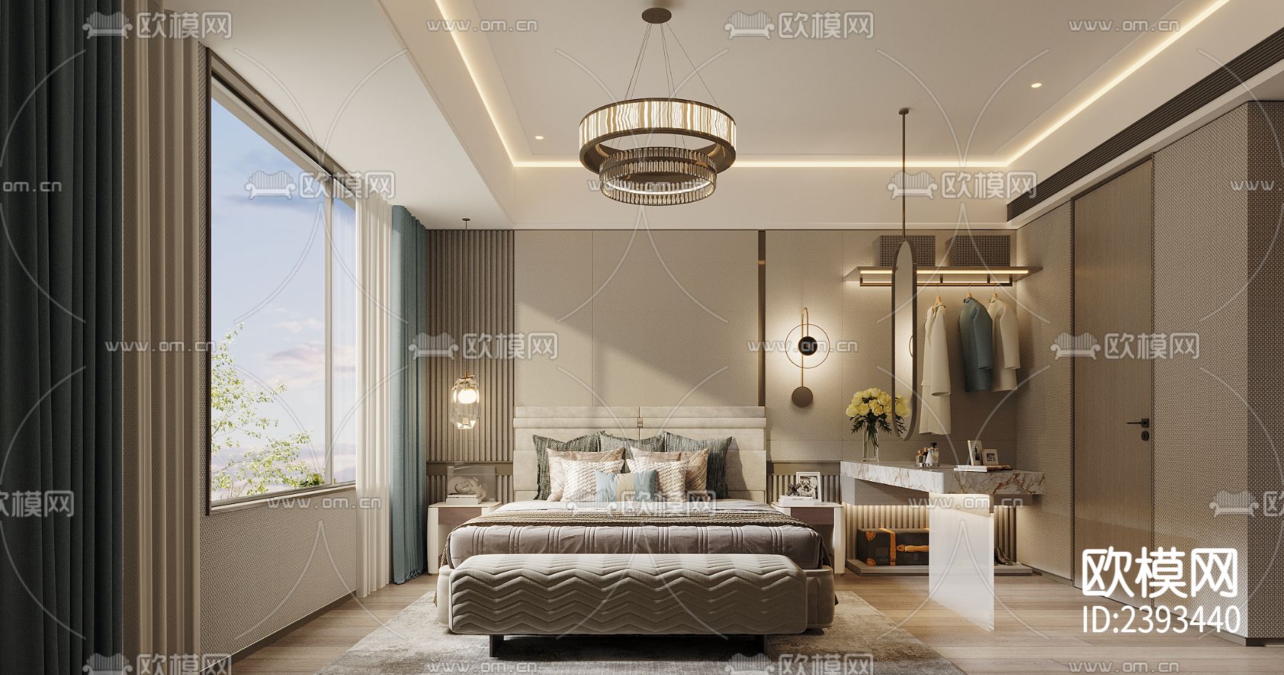 家装样板间设计cad施工图下载（渲染图1）