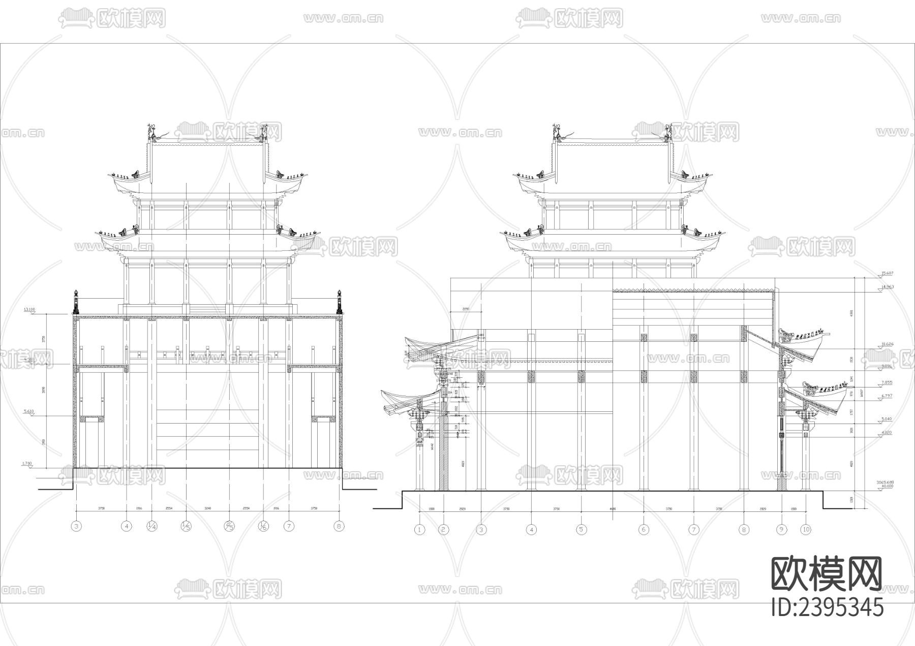 大雄宝殿设计cad施工图下载（渲染图1）