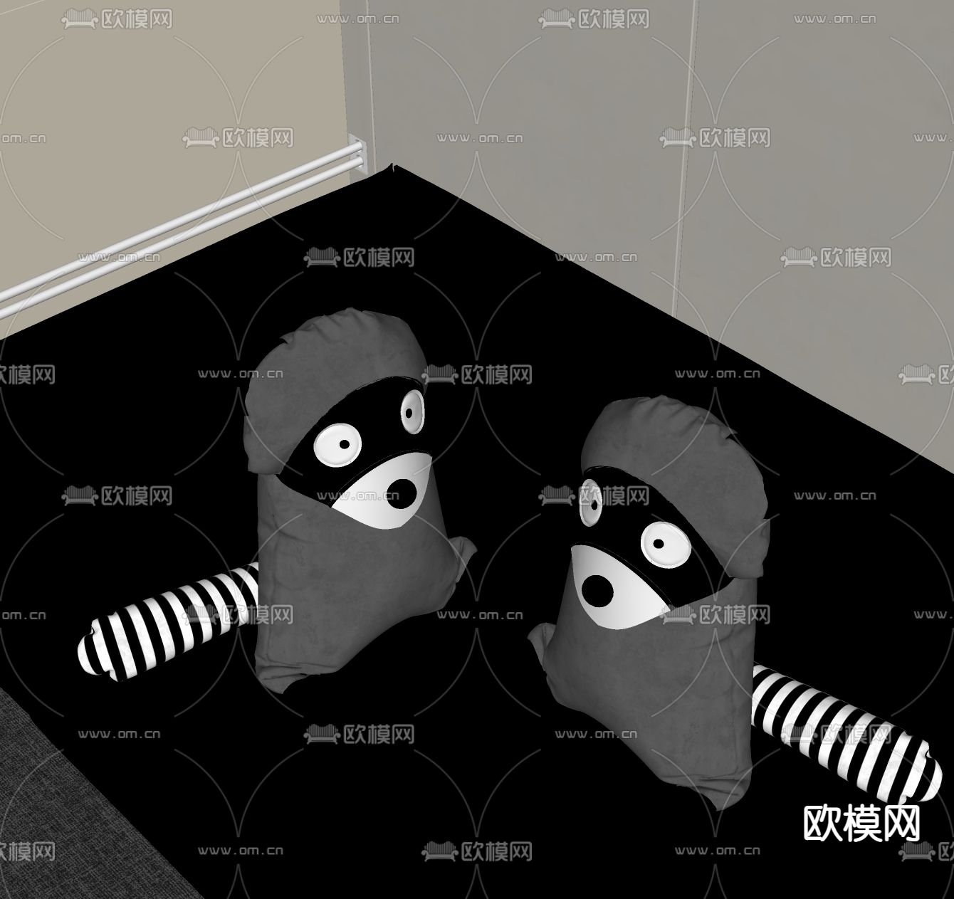 现代儿童抱枕 小熊抱枕 su模型下载（渲染图2）