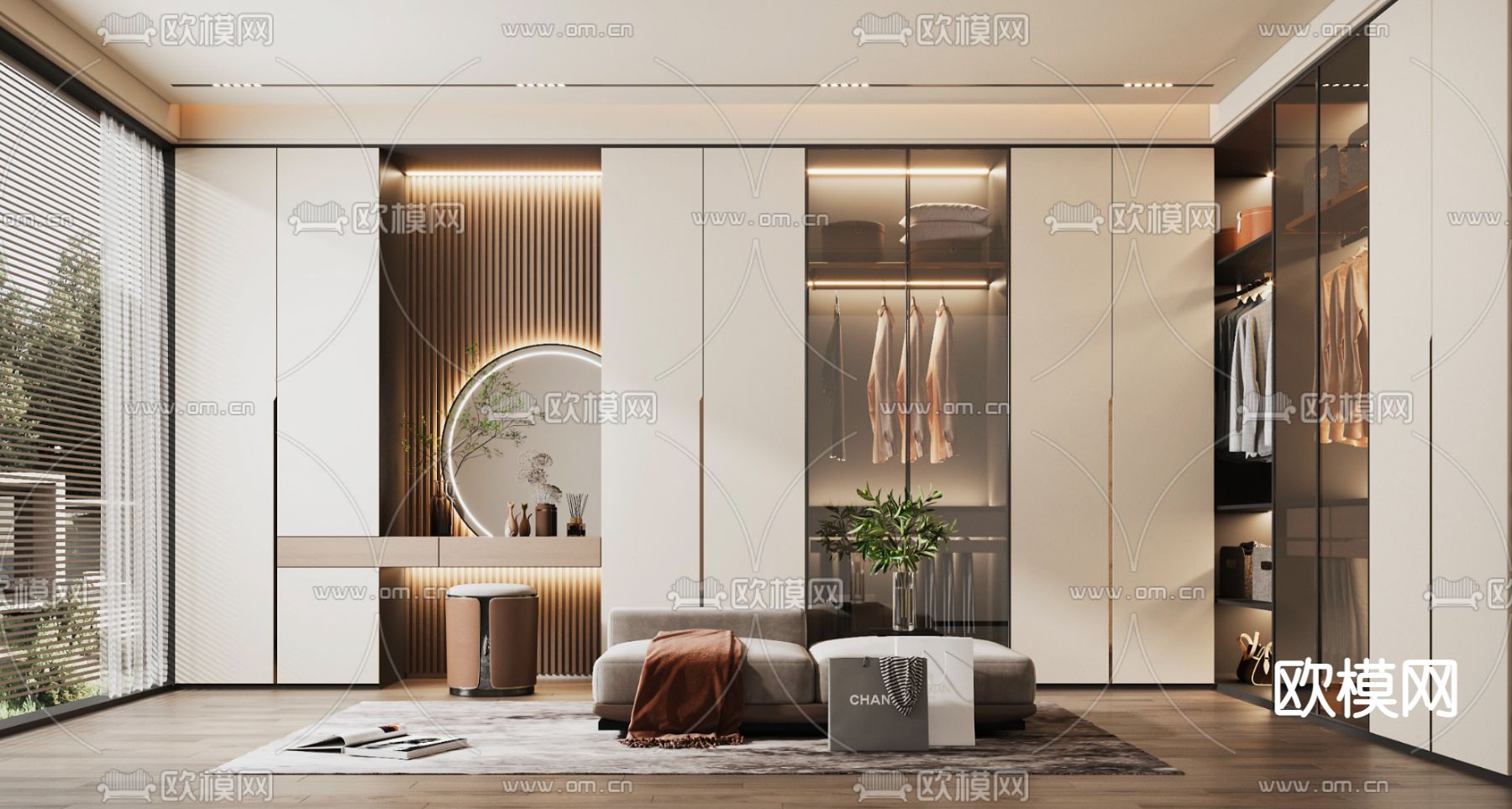 轻奢衣帽间3d模型下载