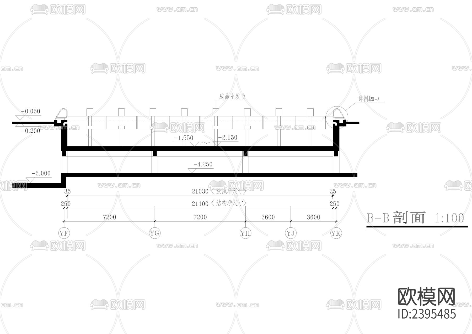 大学游泳馆 游泳池CAD节点大样下载（渲染图2）