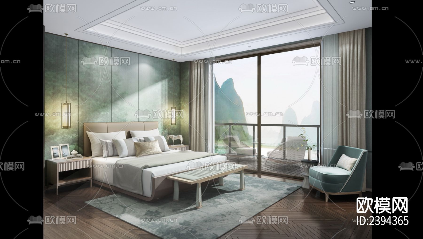 别墅样板间cad施工图下载（渲染图4）