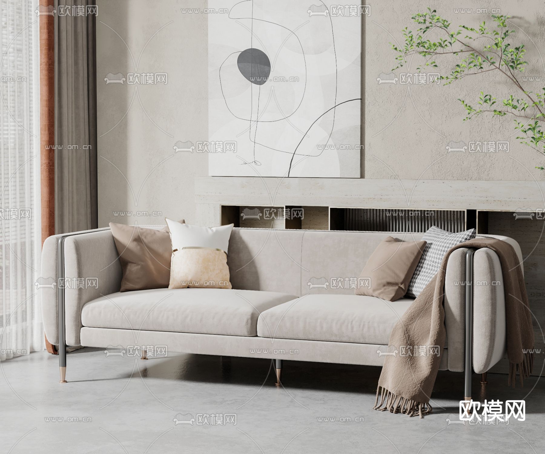 现代双人沙发3d模型下载