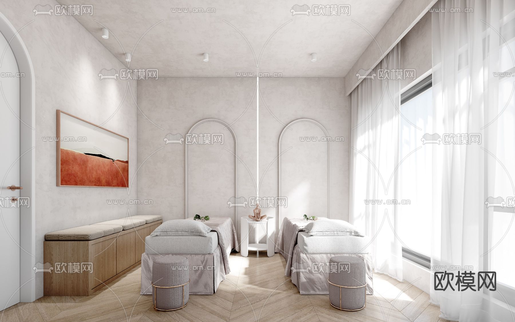 侘寂风美容院护理房su模型下载