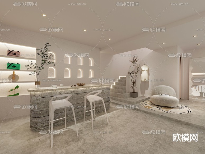 服装店 接待台3d模型下载(渲染图2)