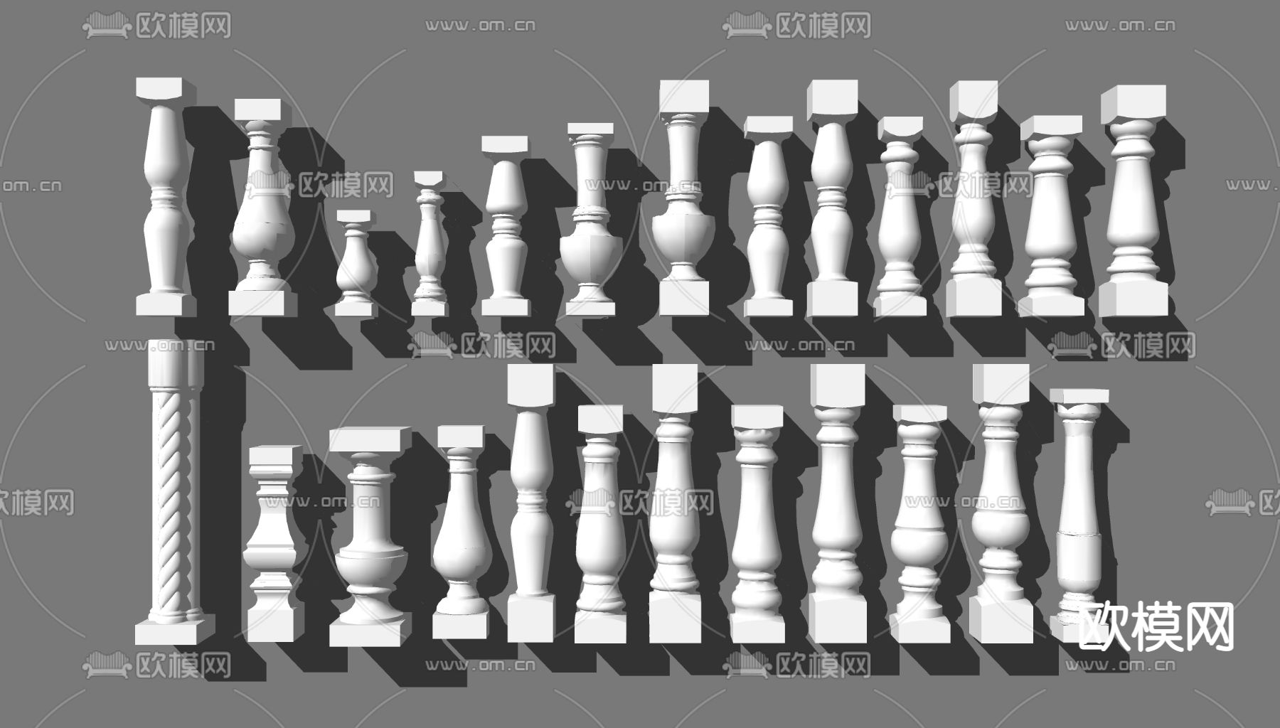 欧式石膏柱子su模型下载（渲染图2）