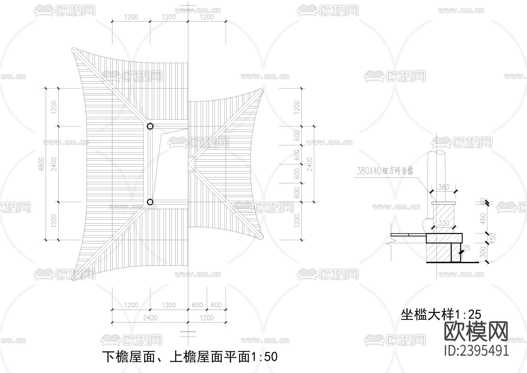 四方重檐亭CAD节点大样下载（渲染图4）
