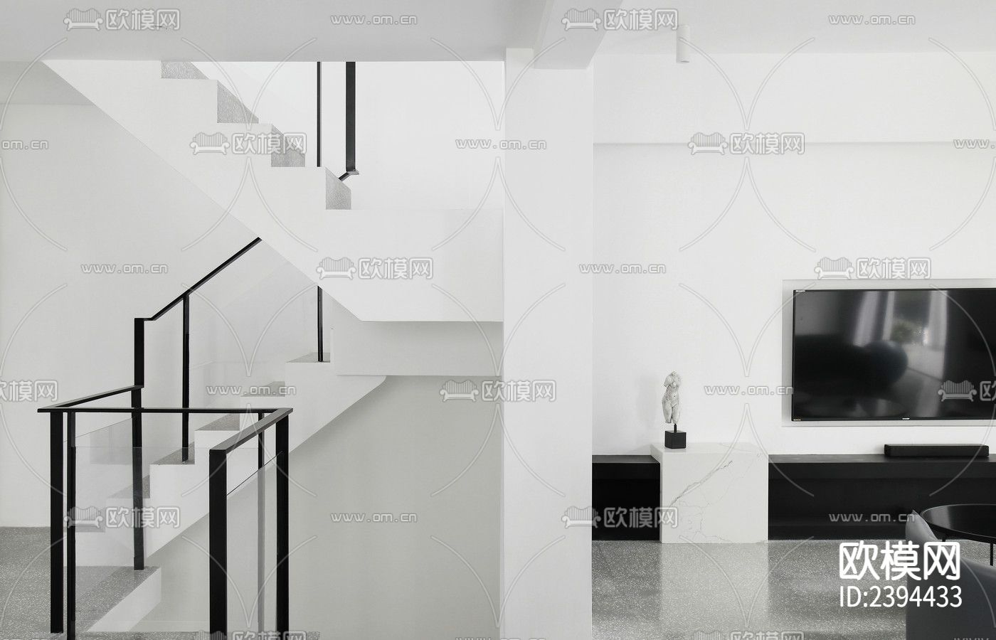 别墅样板间cad施工图下载（渲染图1）