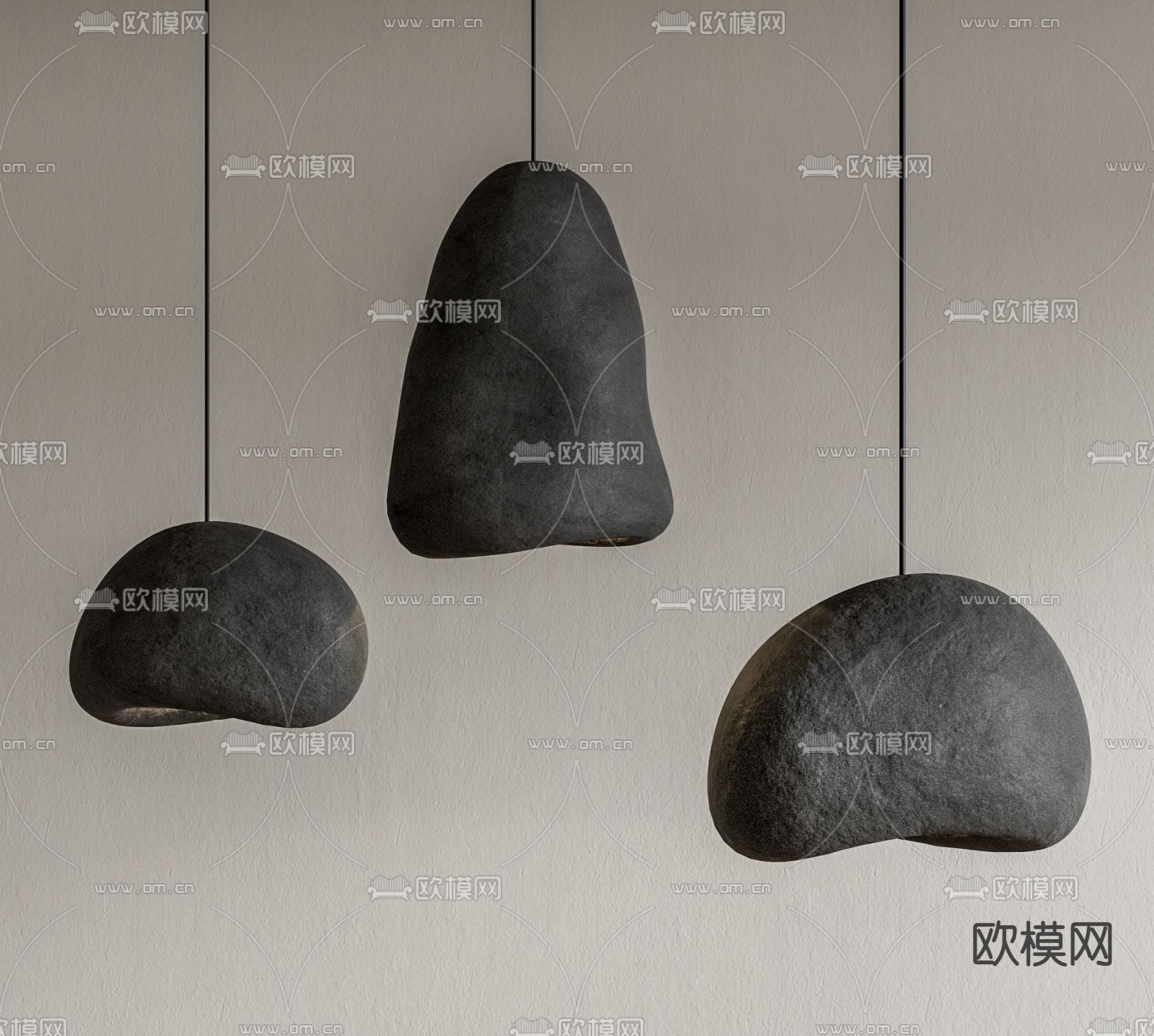 侘寂水泥吊灯su模型下载（渲染图1）
