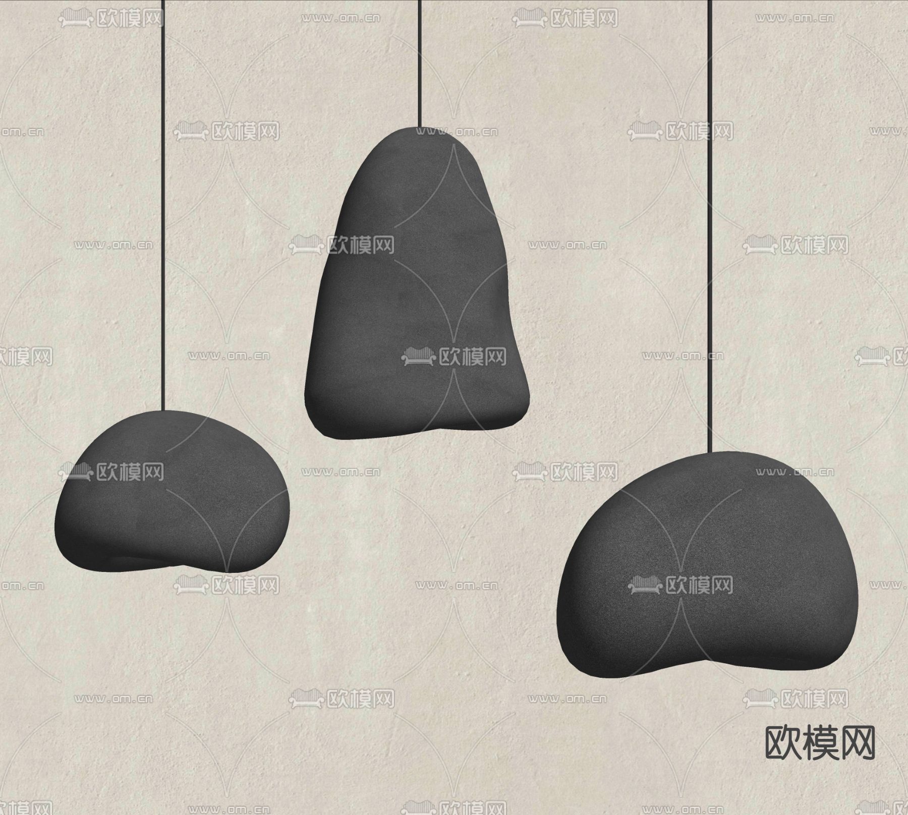侘寂水泥吊灯su模型下载（渲染图2）