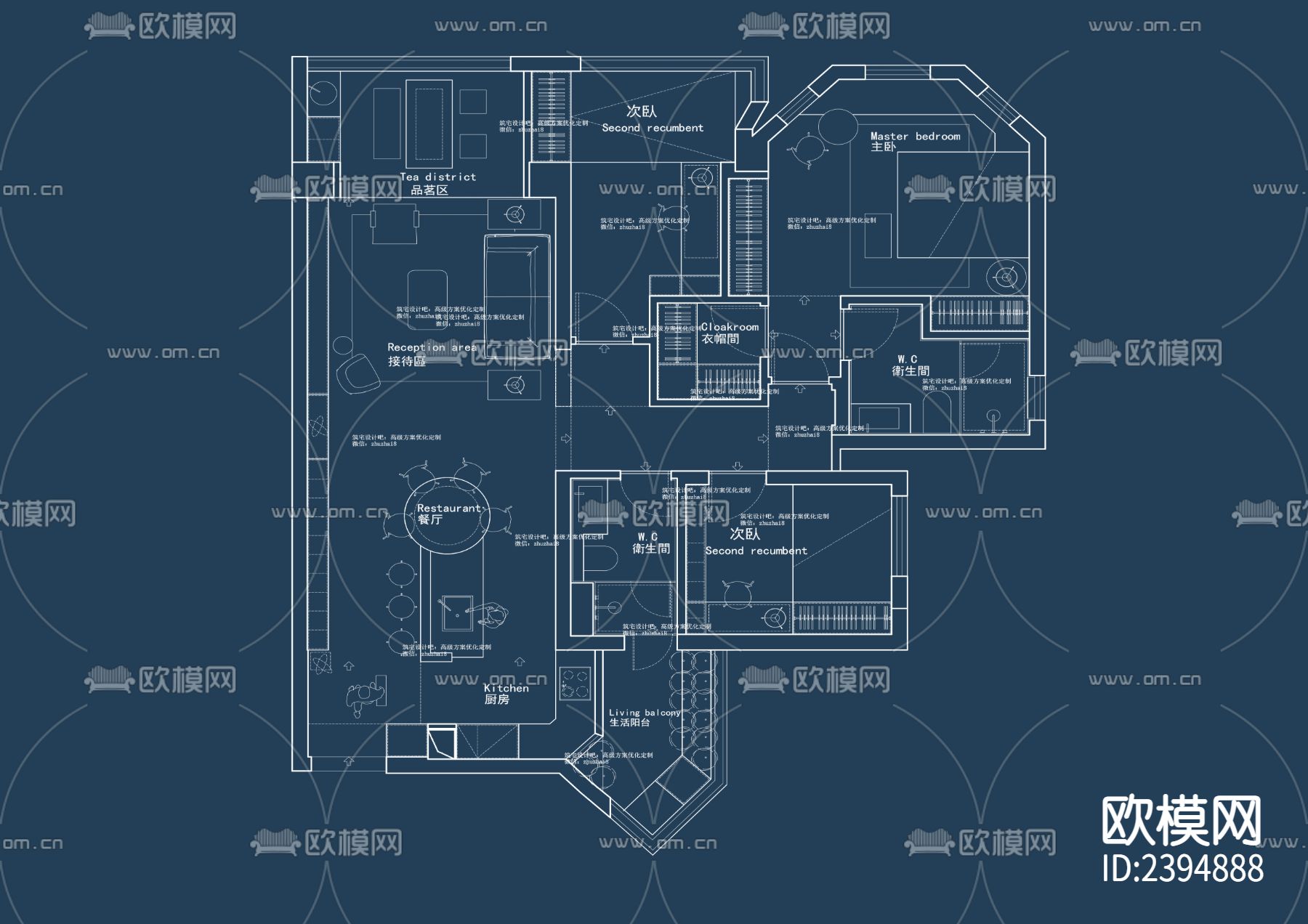 家装户型平面设计cad施工图下载