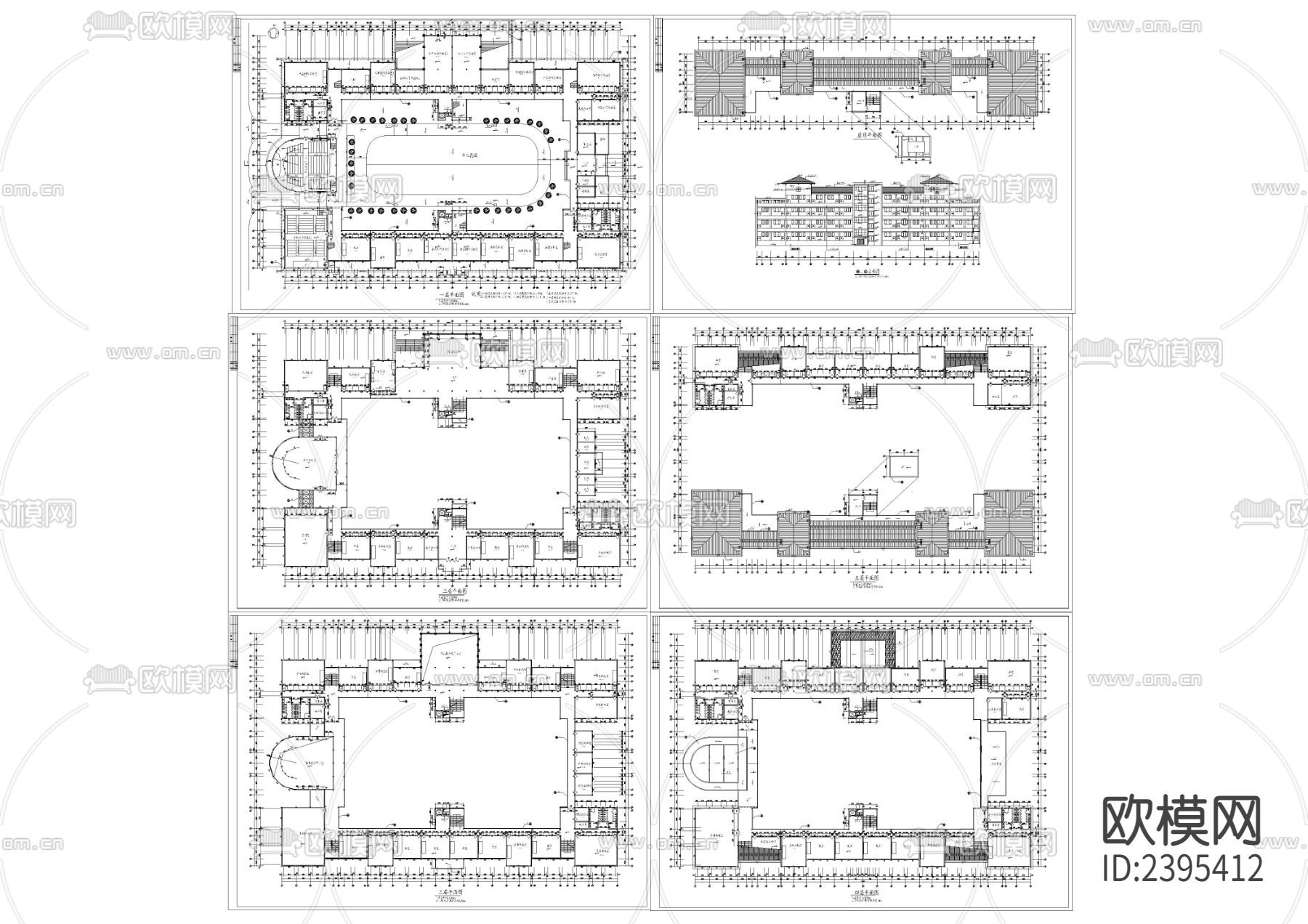 大学艺术楼建筑设计cad施工图-免费3dmax模型库-欧模网