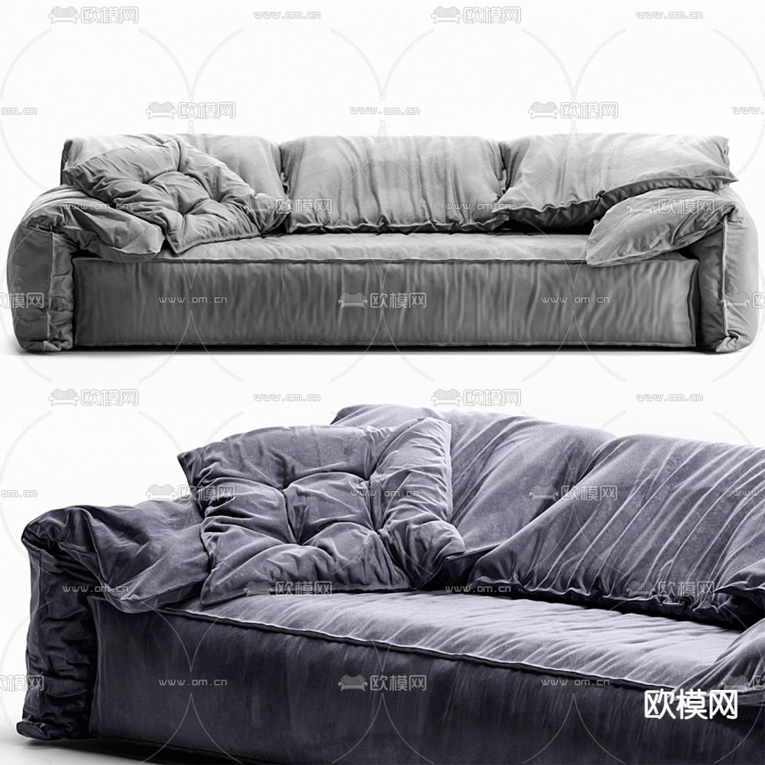 Baxter 灰色沙发3d模型下载（渲染图1）