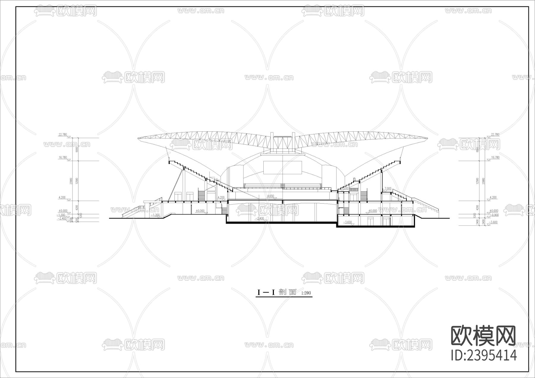 会展中心设计cad施工图下载（渲染图2）