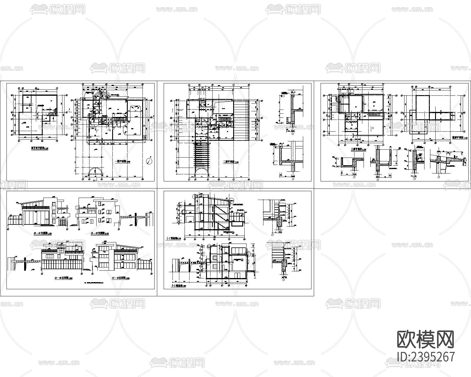 别墅建筑设计cad施工图下载（渲染图1）