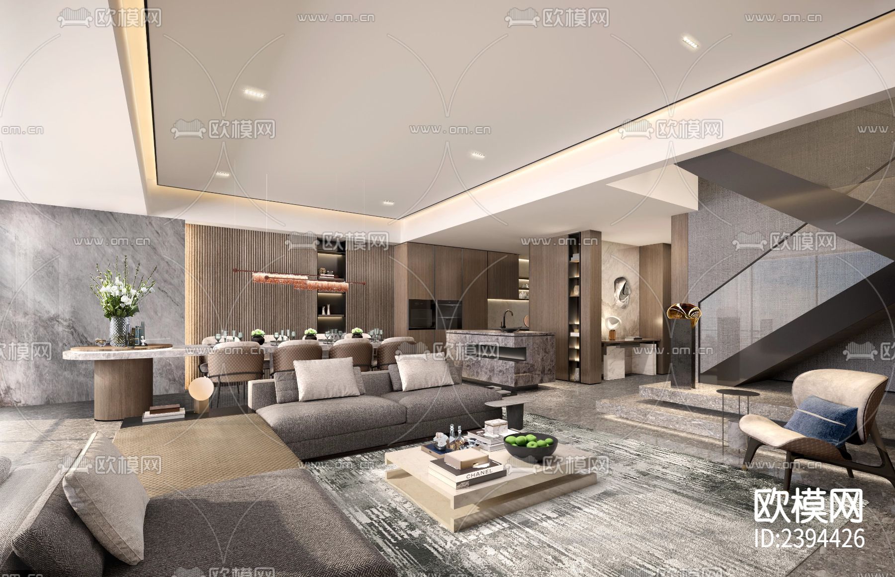 别墅样板间cad施工图-免费3dmax模型库-欧模网