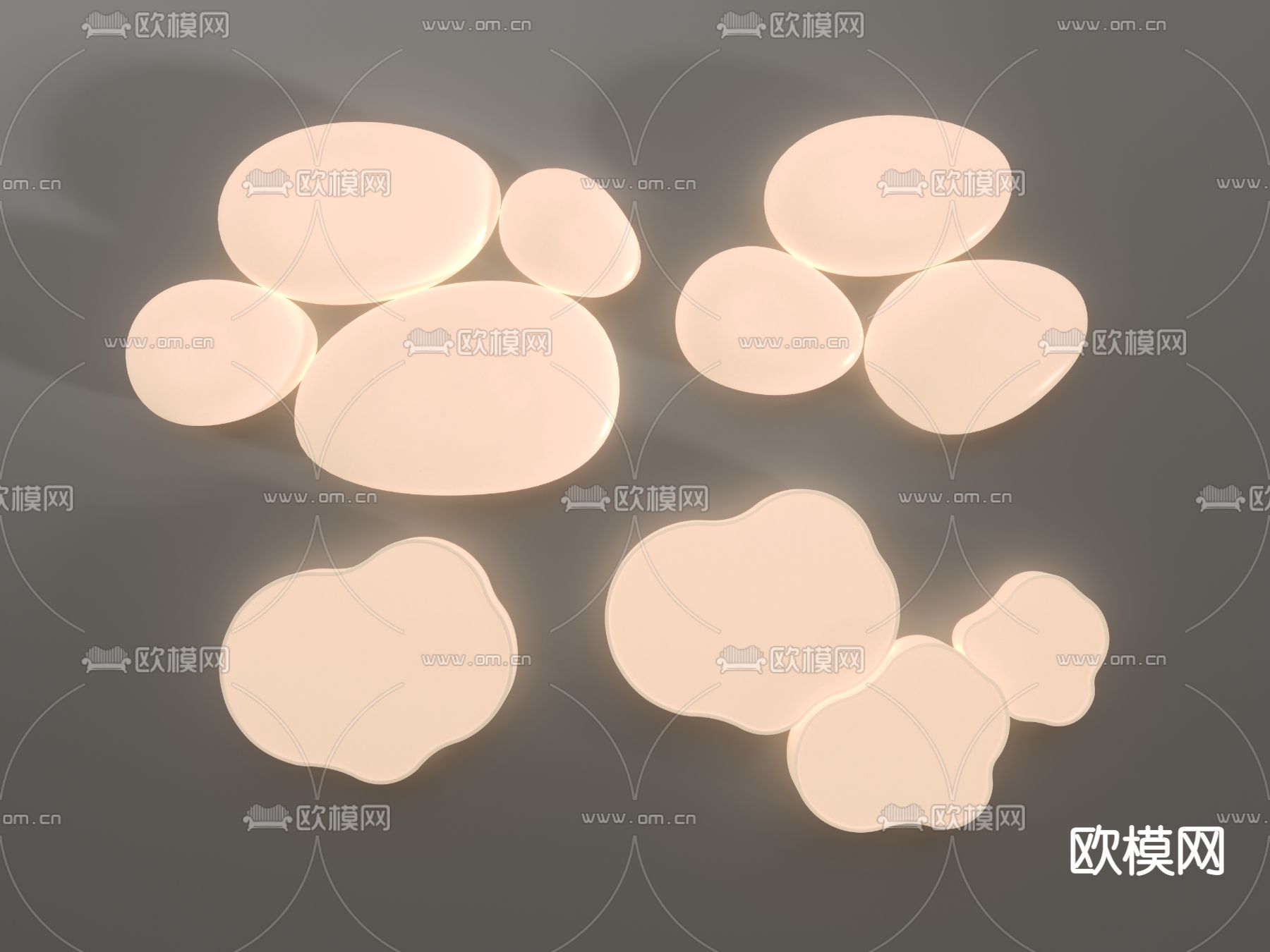 奶油风吸顶灯su模型下载（渲染图2）