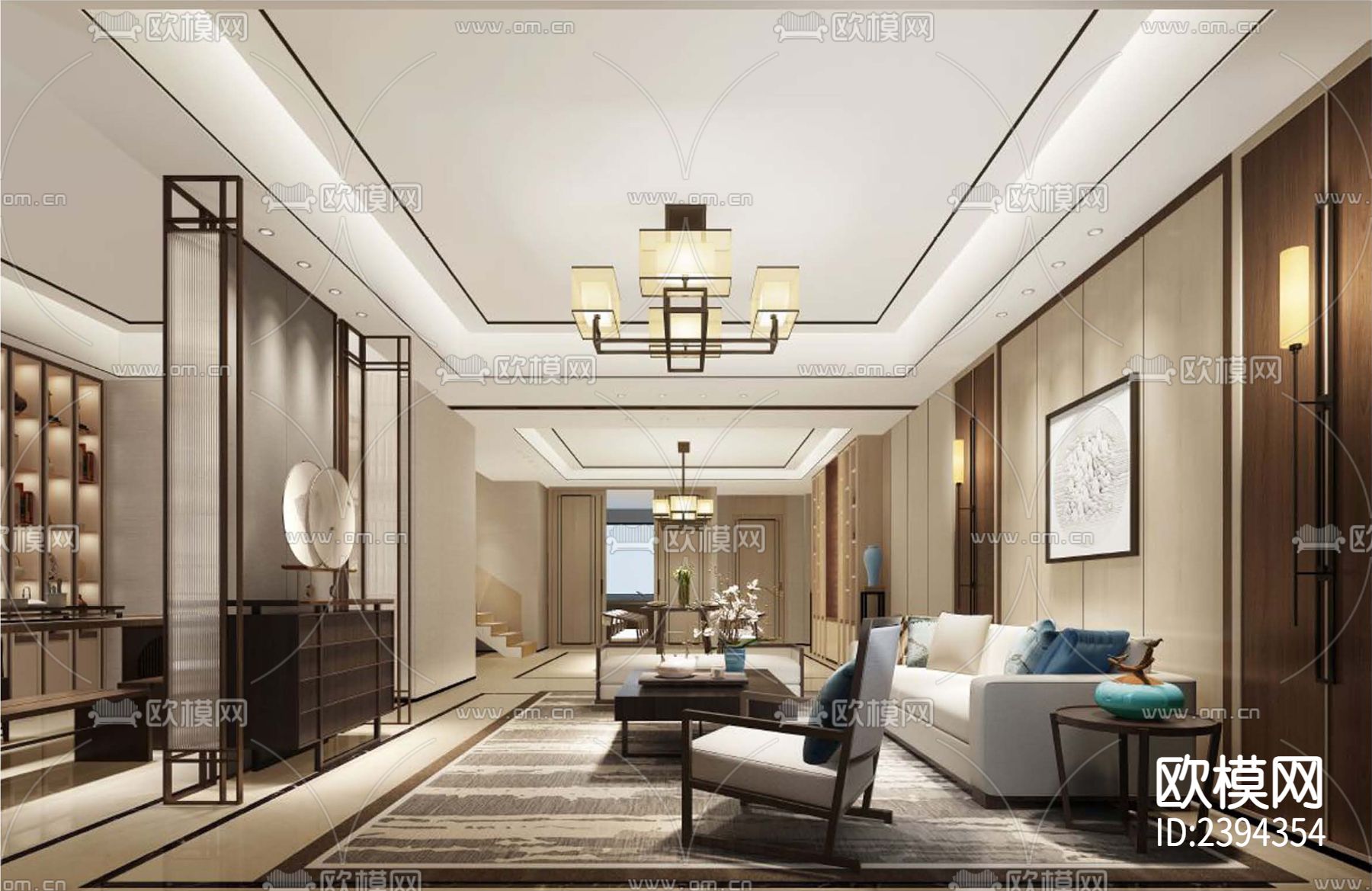 别墅样板间cad施工图下载（渲染图4）