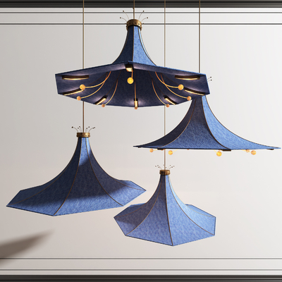  现代喇叭花装饰吊灯su模型 