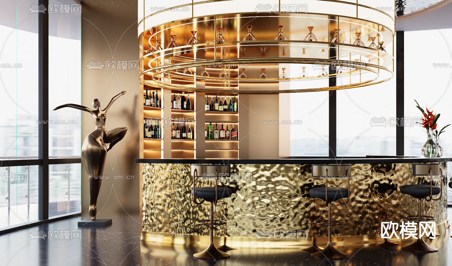轻奢吧台 酒吧操作台3d模型下载