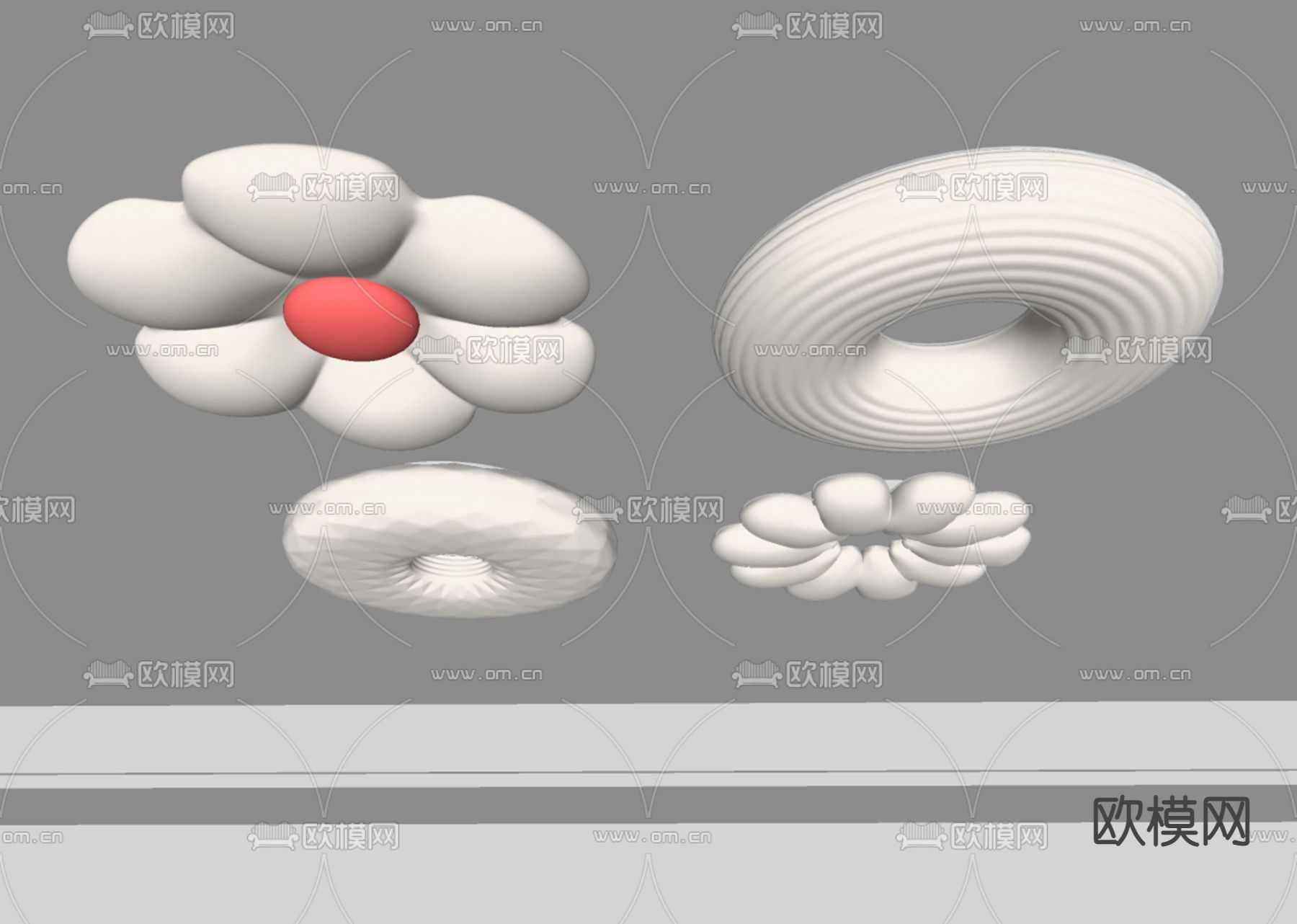 奶油风吸顶灯su模型下载（渲染图3）