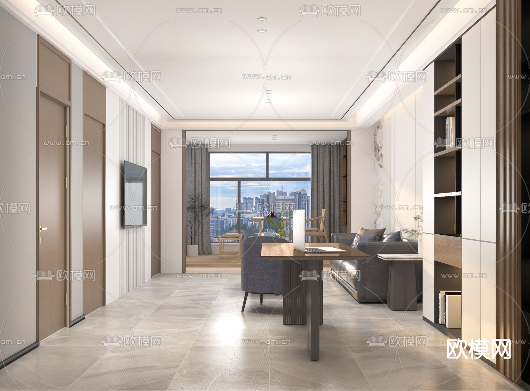 总经理室 董事长室免费3d模型下载（渲染图2）