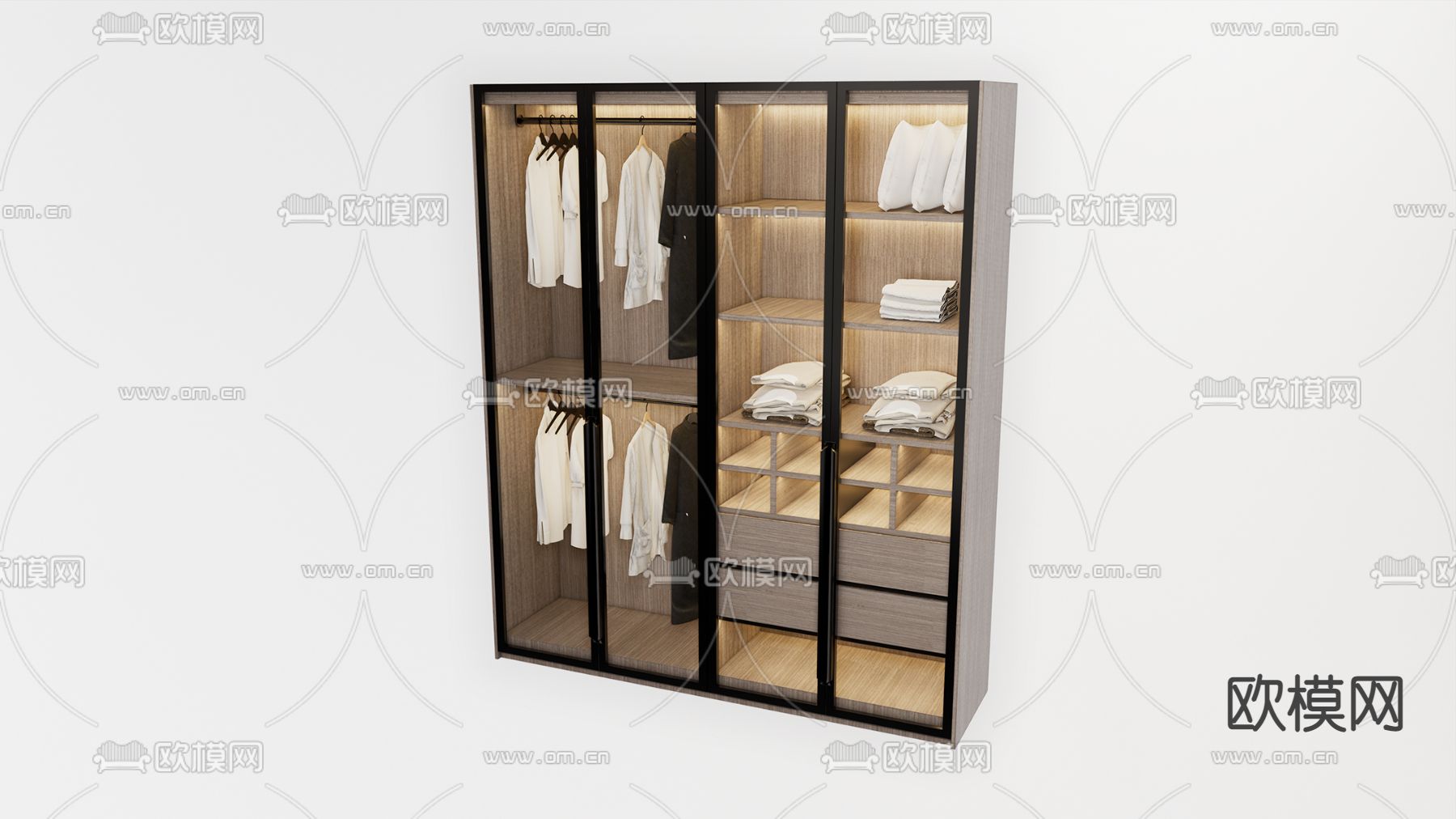现代衣柜su模型下载（渲染图1）