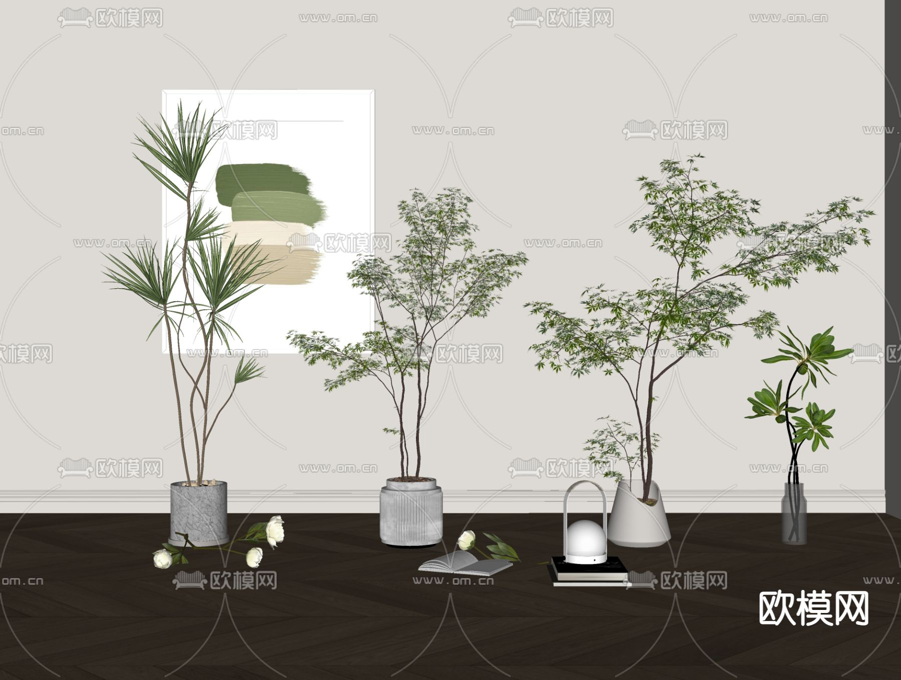 现代绿植盆栽su模型下载（渲染图2）