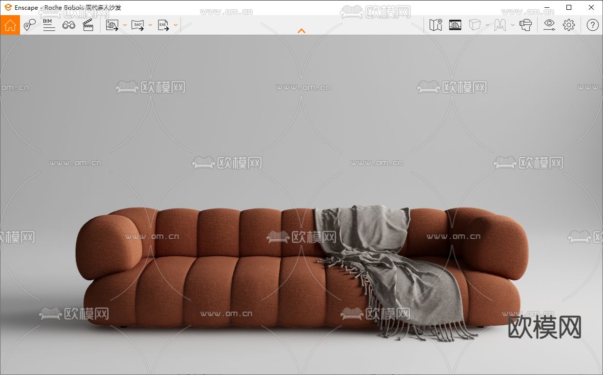 Roche Bobois 多人沙发su模型下载（渲染图3）