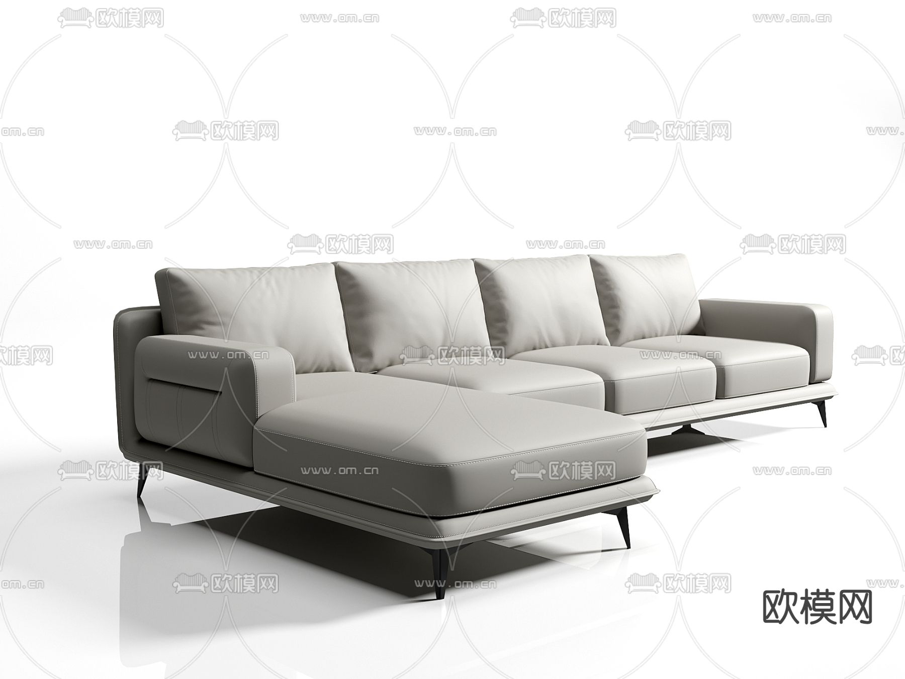 灰色转角沙发3d模型下载