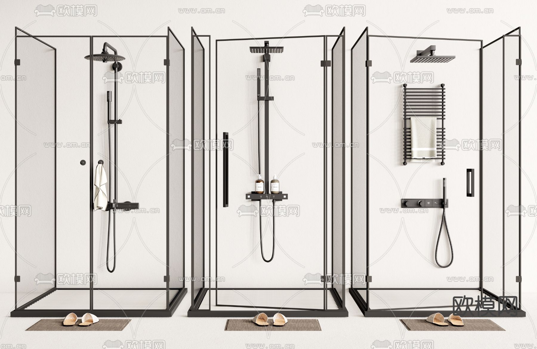 玻璃淋浴房 淋浴间隔断3d模型下载