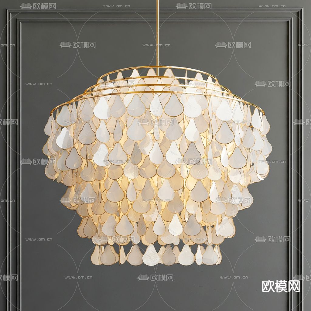 水晶叶片吊灯 大厅灯3d模型下载