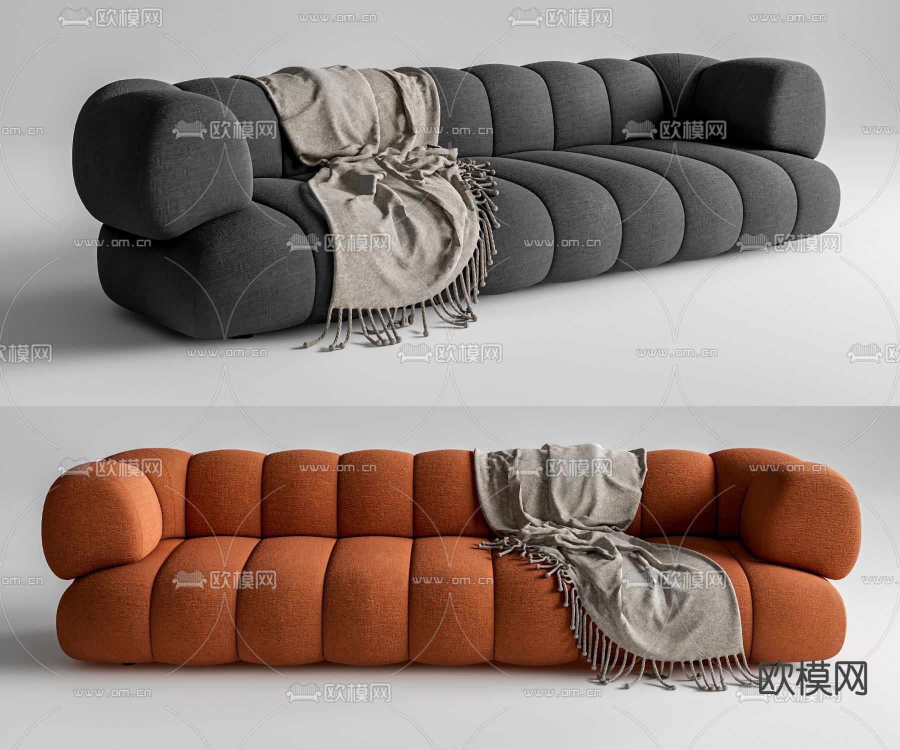 Roche Bobois 多人沙发su模型下载（渲染图1）