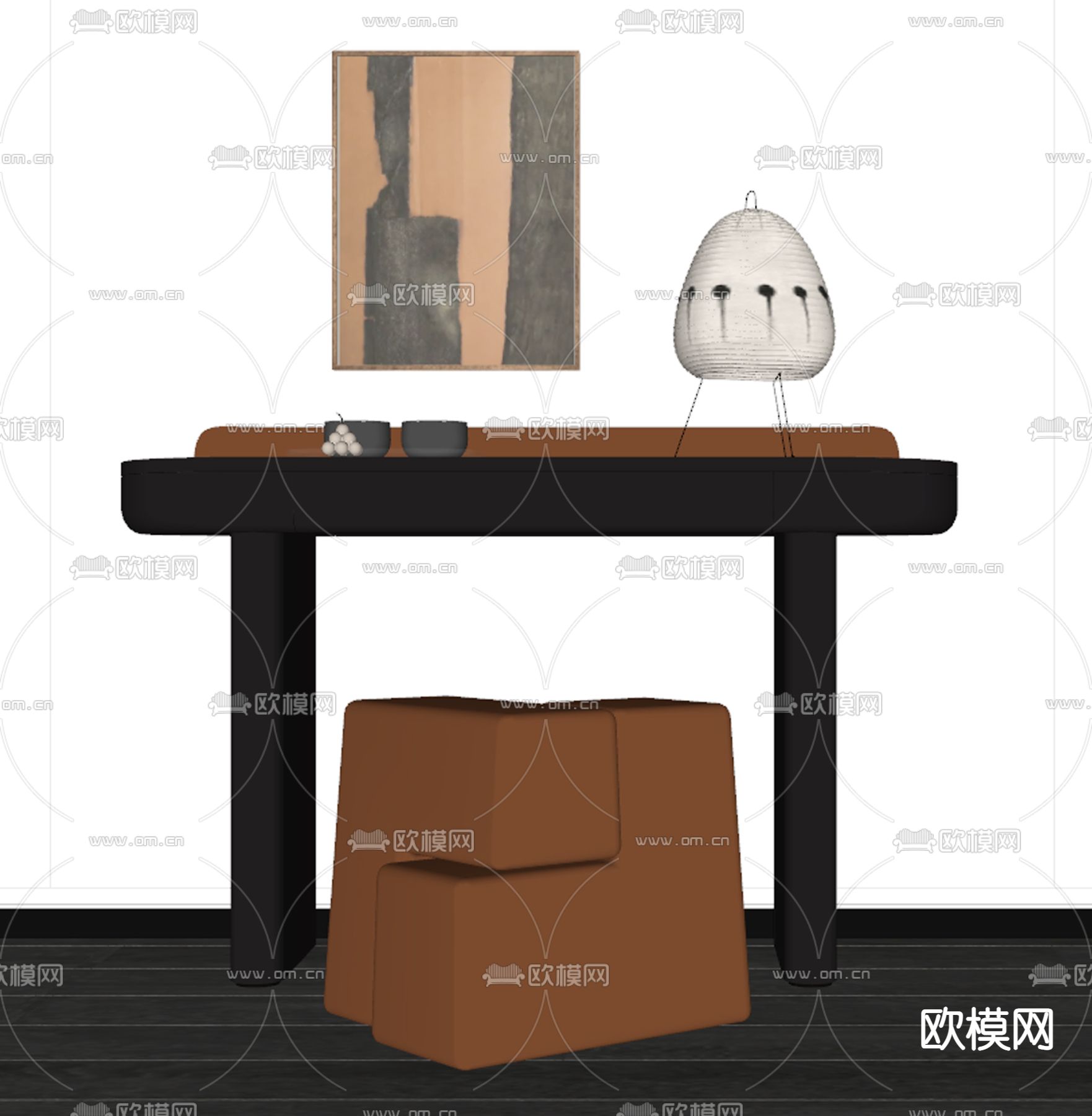 现代梳妆台su模型下载（渲染图2）