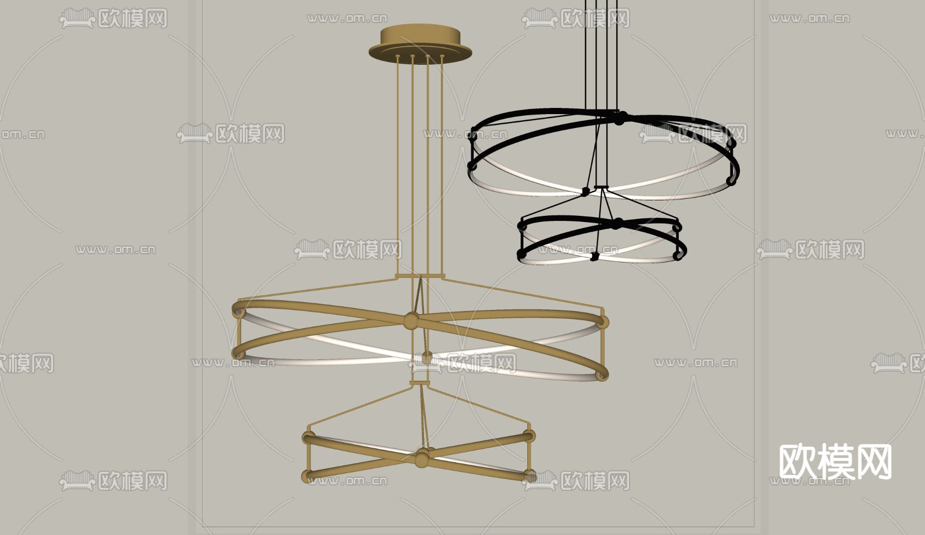 现代金属吊灯su模型